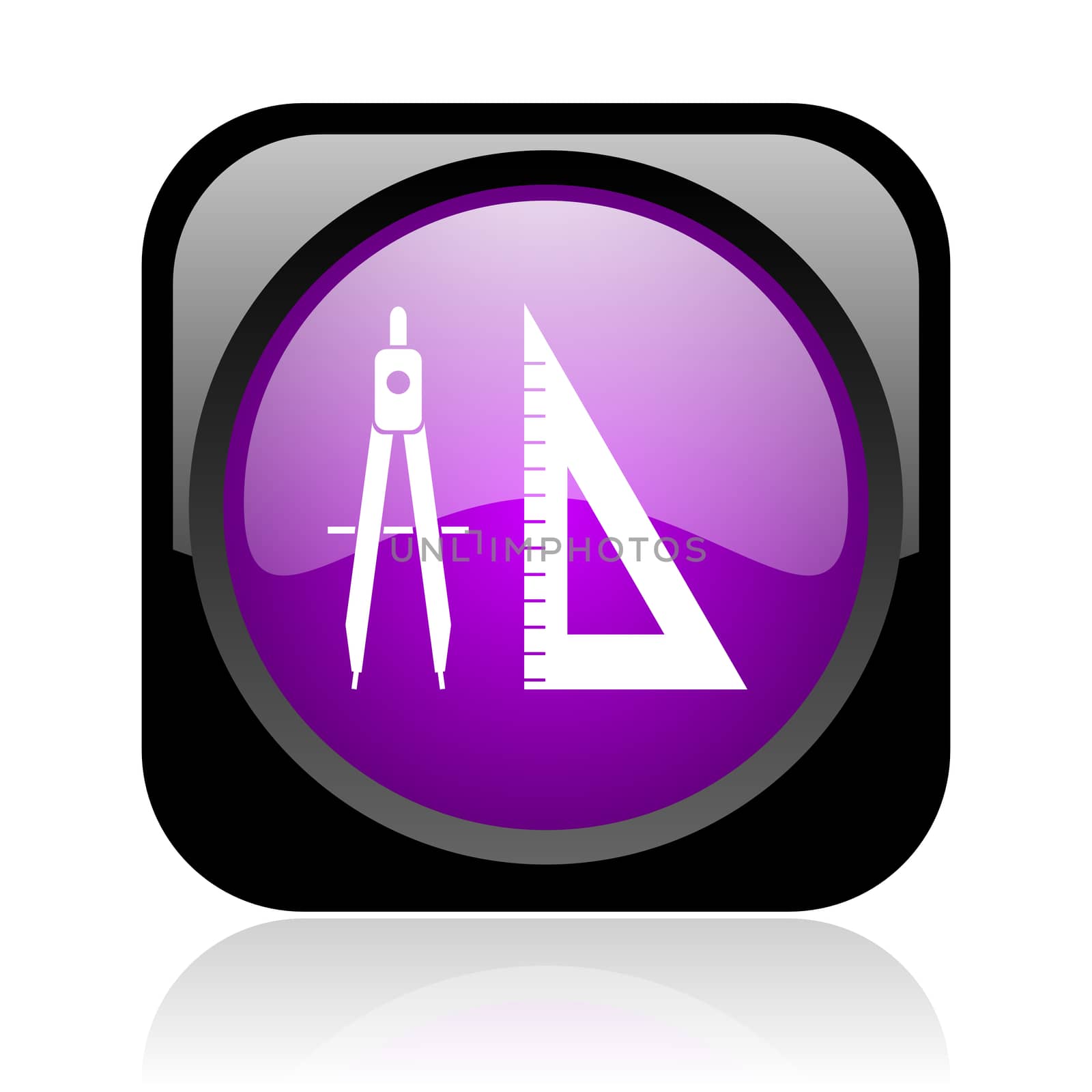 e-learning black and violet square web glossy icon