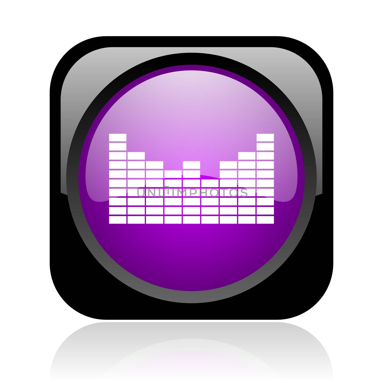 sound black and violet square web glossy icon