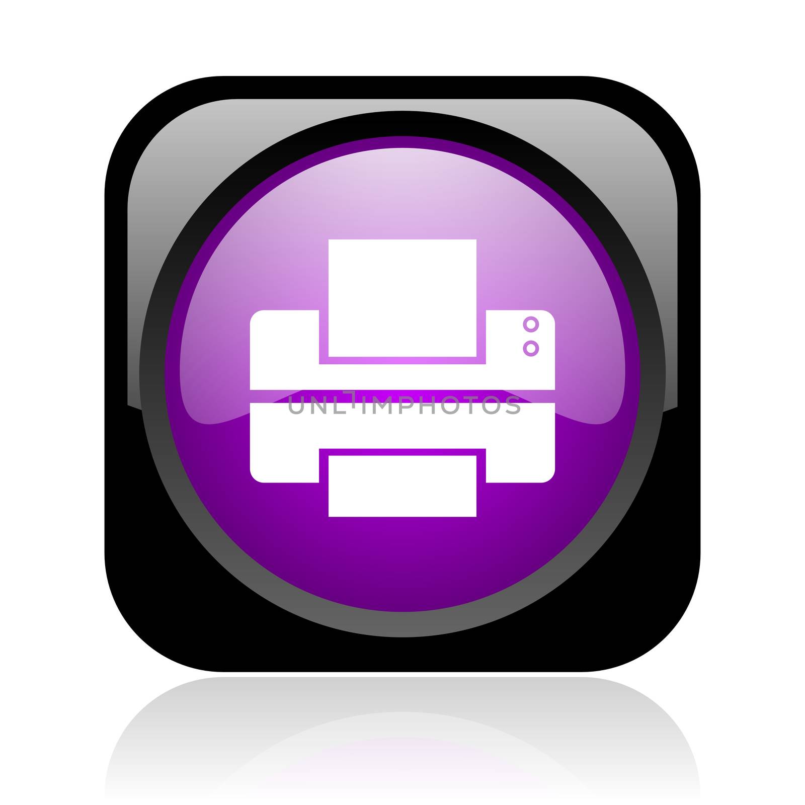 printer black and violet square web glossy icon