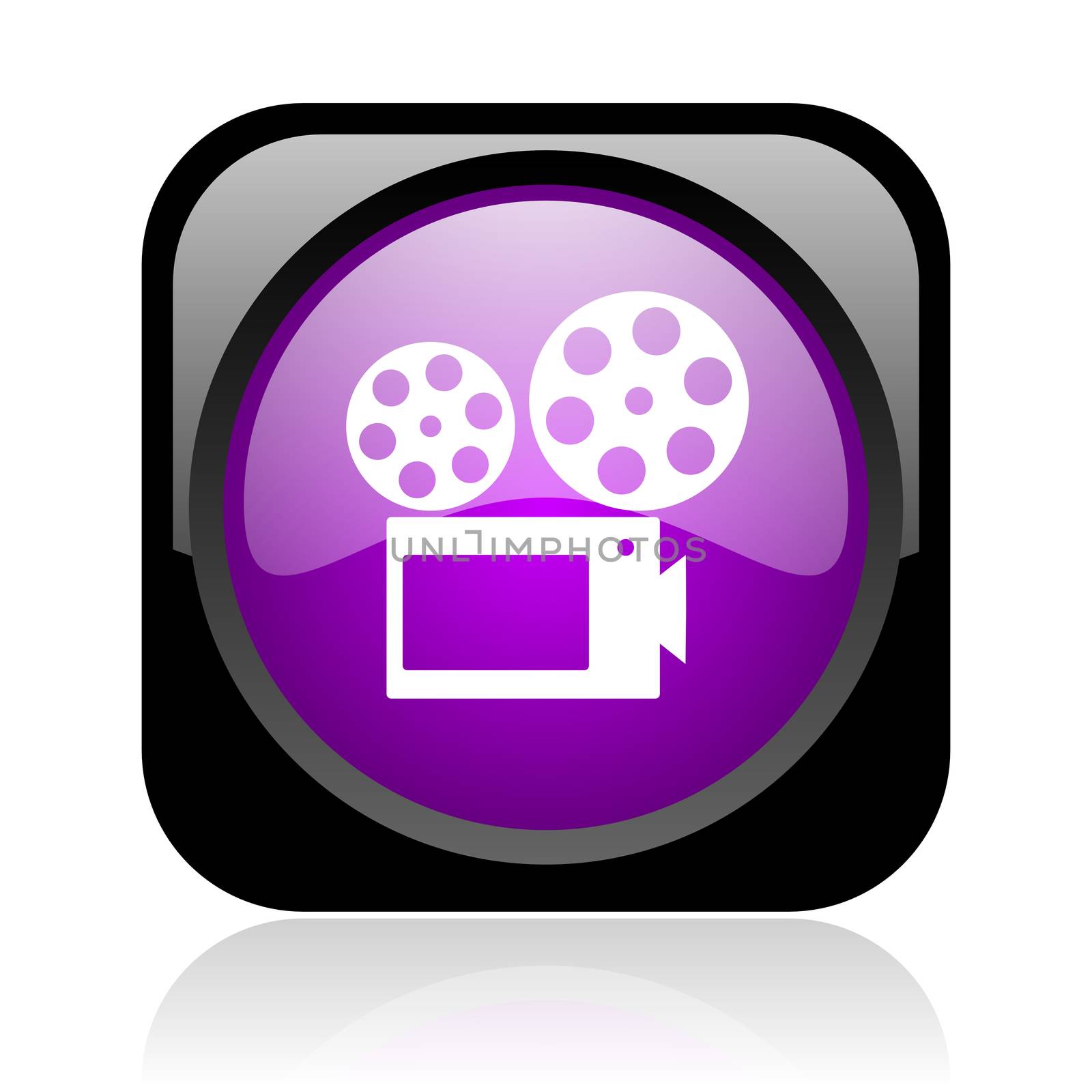 cinema black and violet square web glossy icon