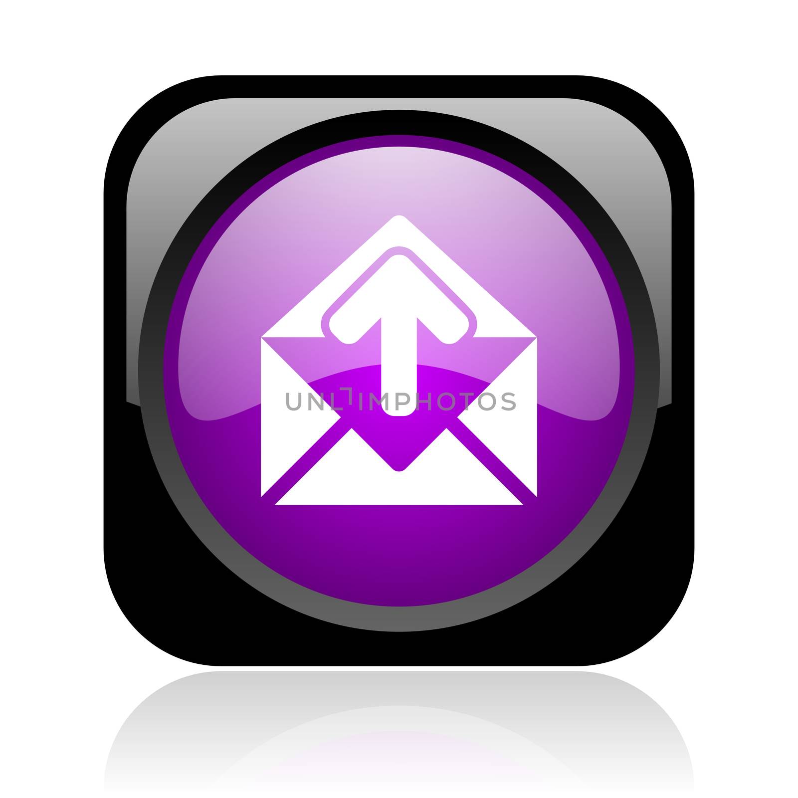 mail black and violet square web glossy icon