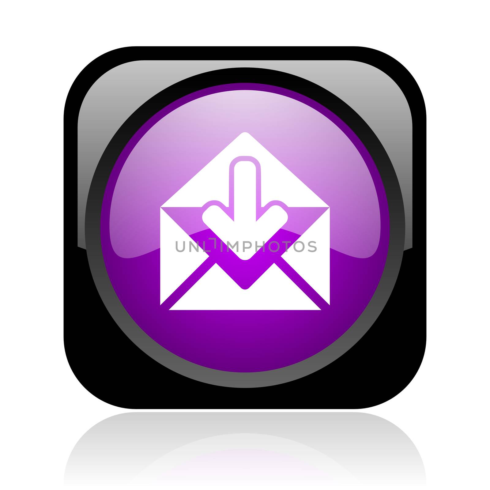 mail black and violet square web glossy icon
