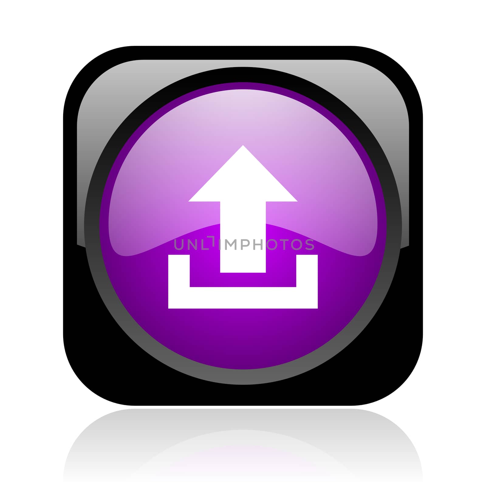 upload black and violet square web glossy icon