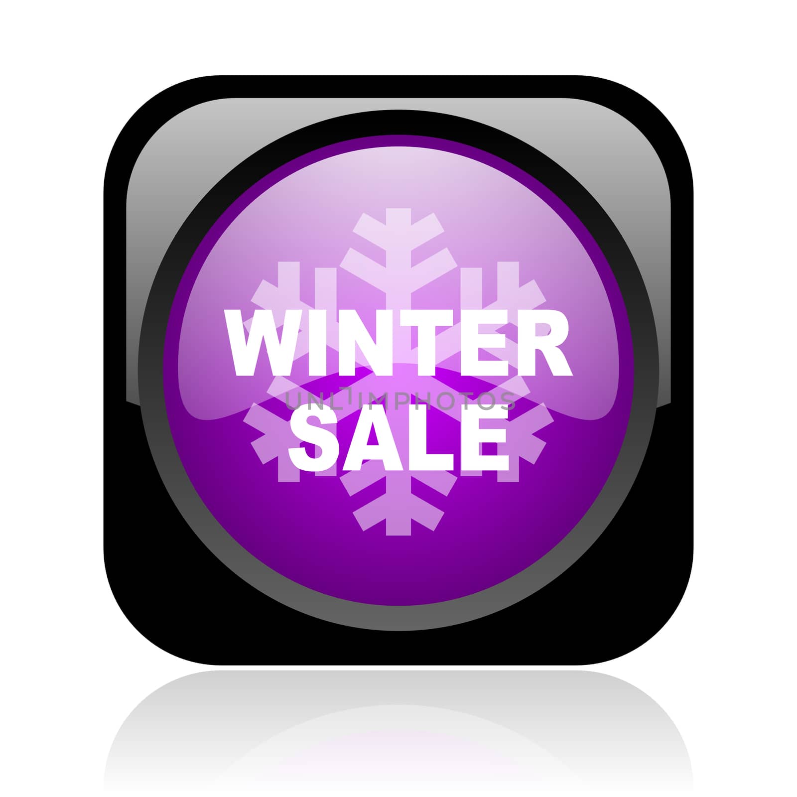 winter sale black and violet square web glossy icon