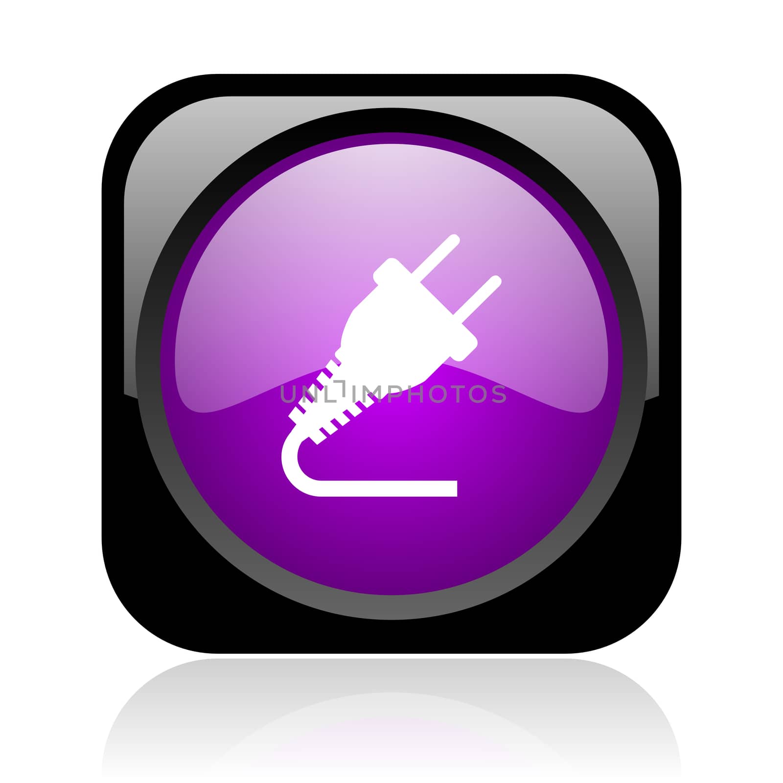 plug black and violet square web glossy icon