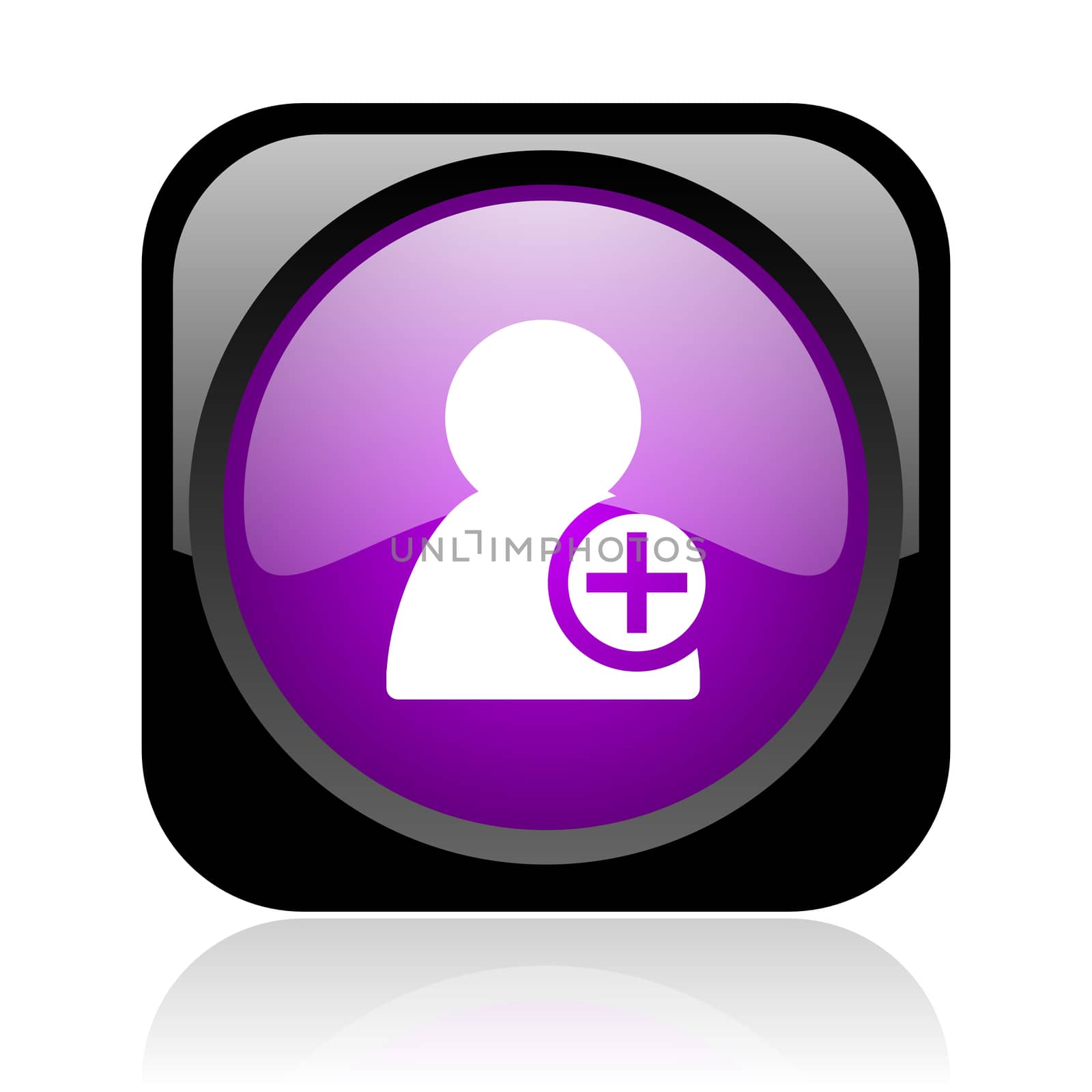 add contact black and violet square web glossy icon