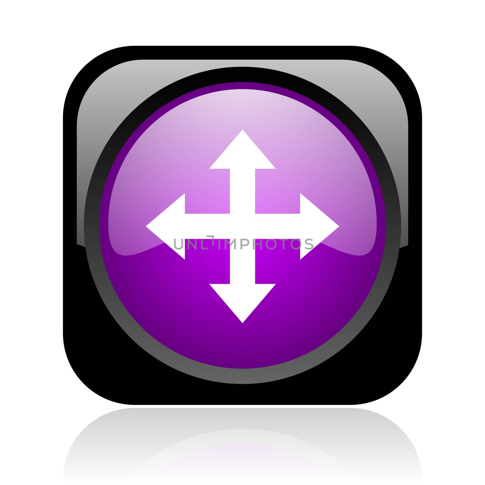 arrows black and violet square web glossy icon