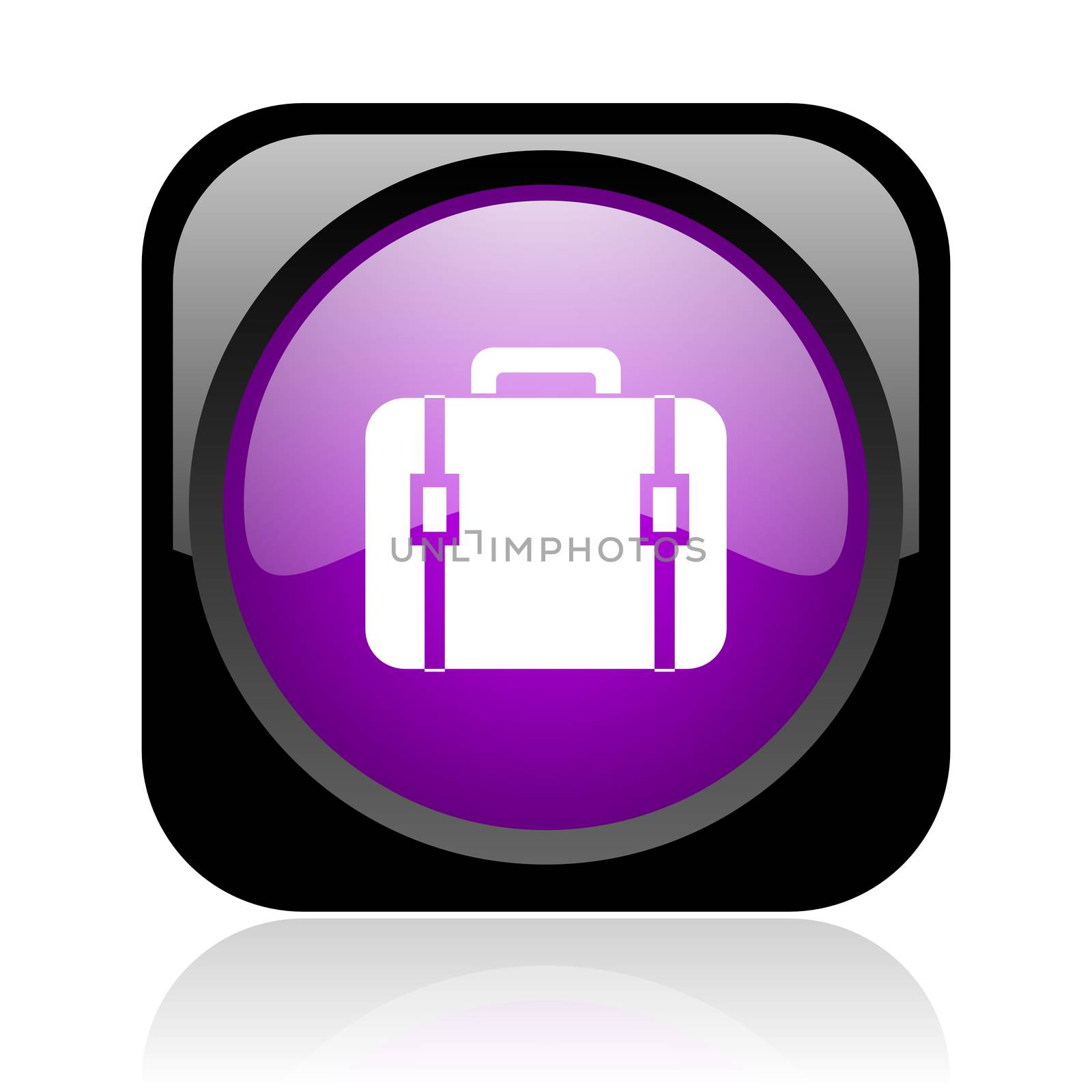 baggage black and violet square web glossy icon