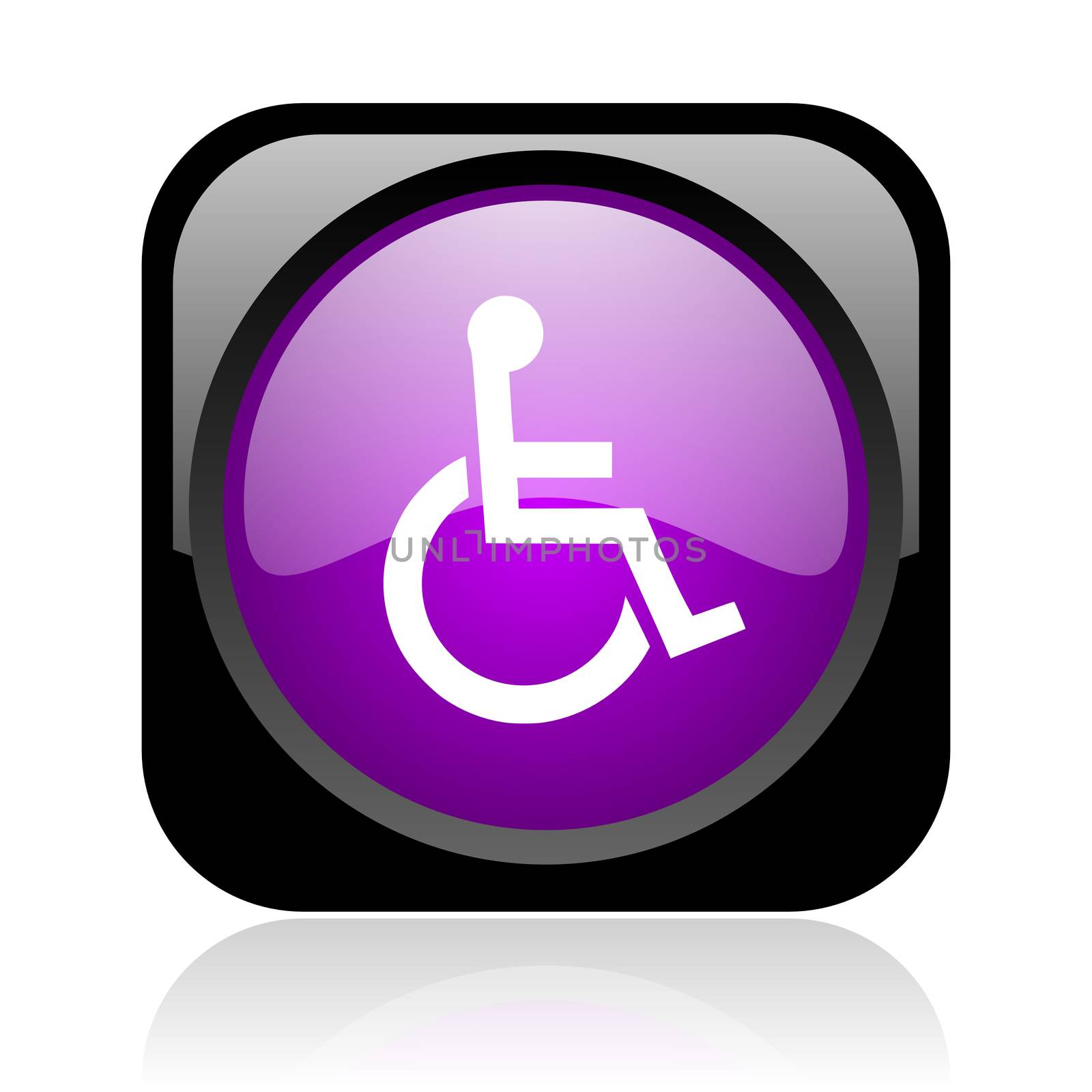 accessibility black and violet square web glossy icon