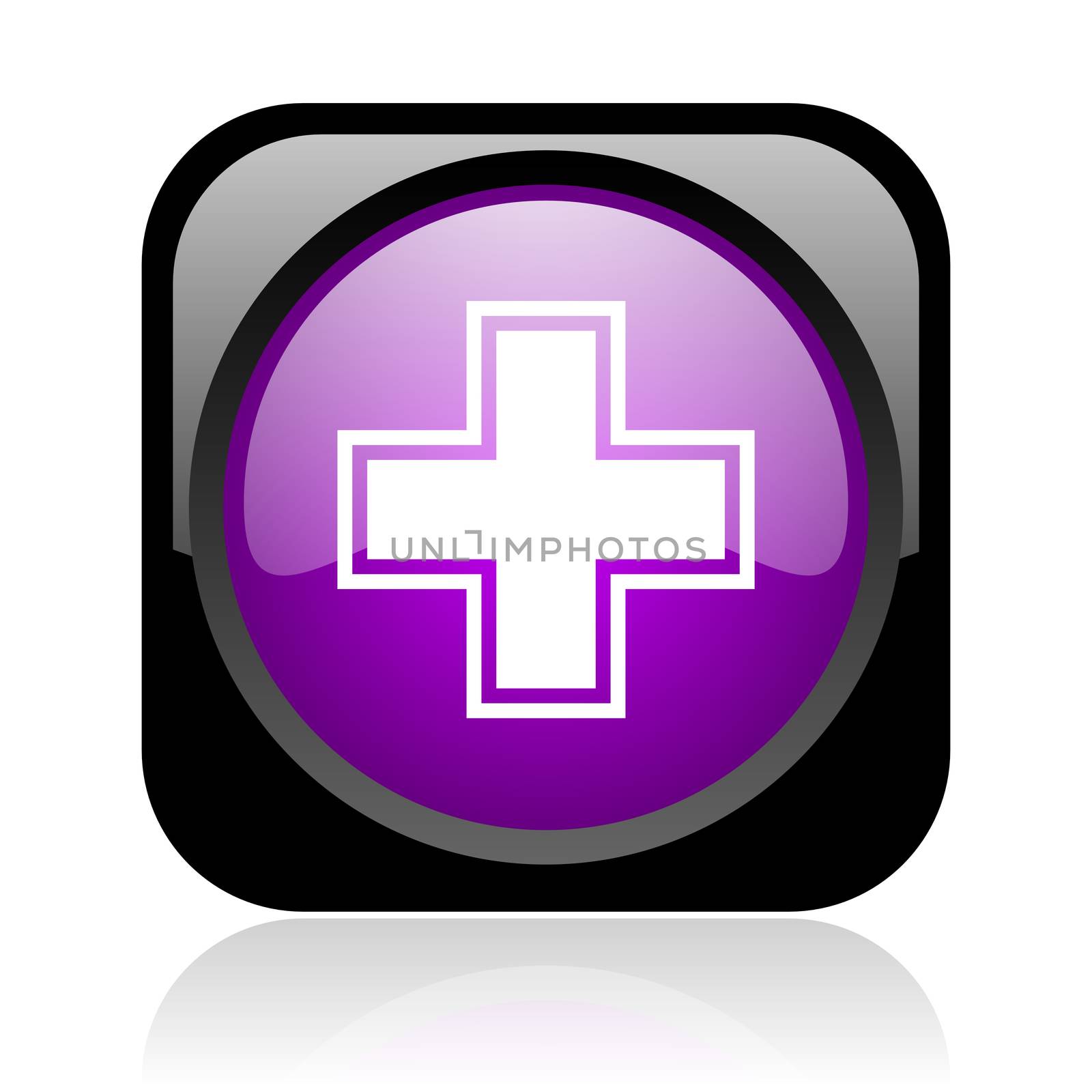 pharmacy black and violet square web glossy icon