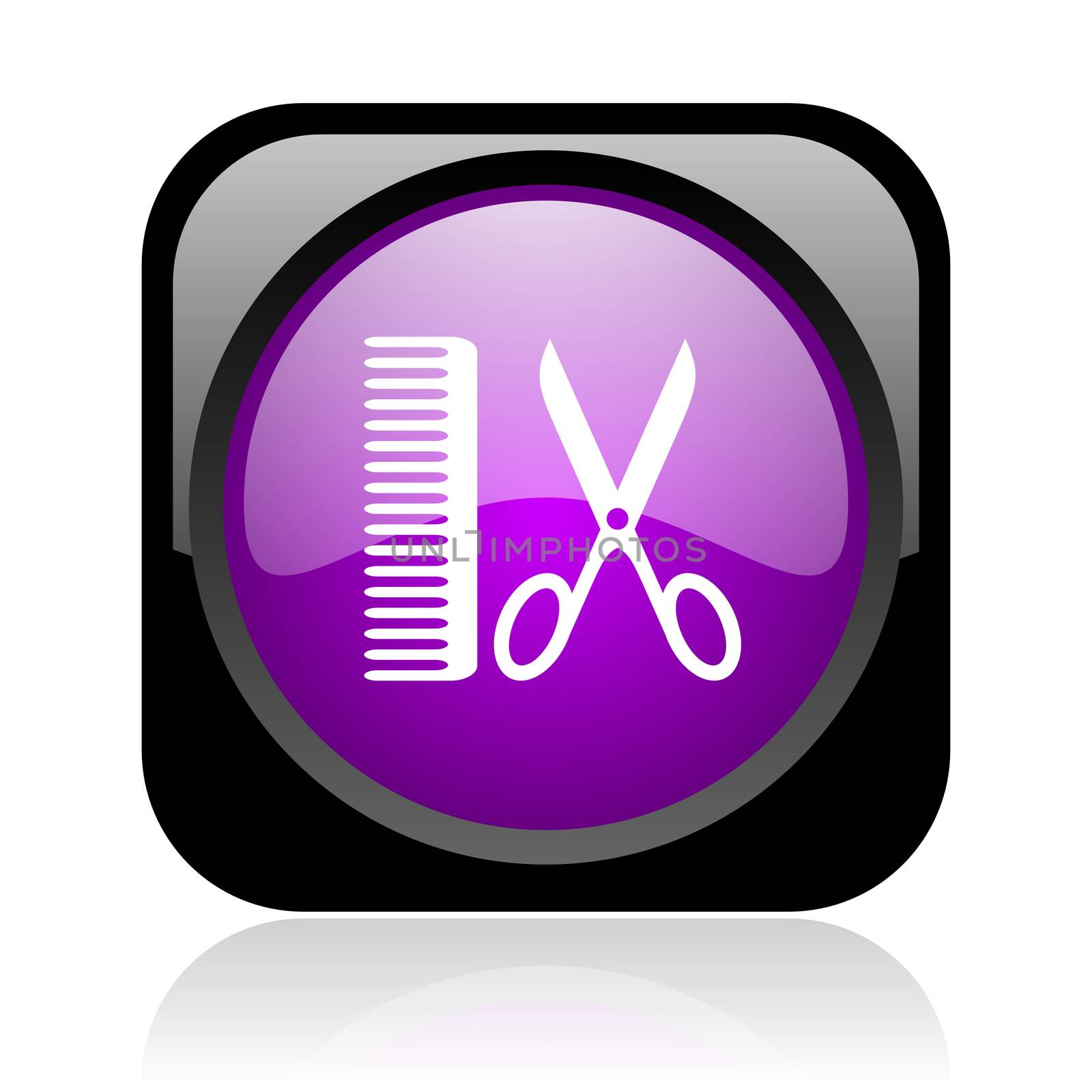barber black and violet square web glossy icon
