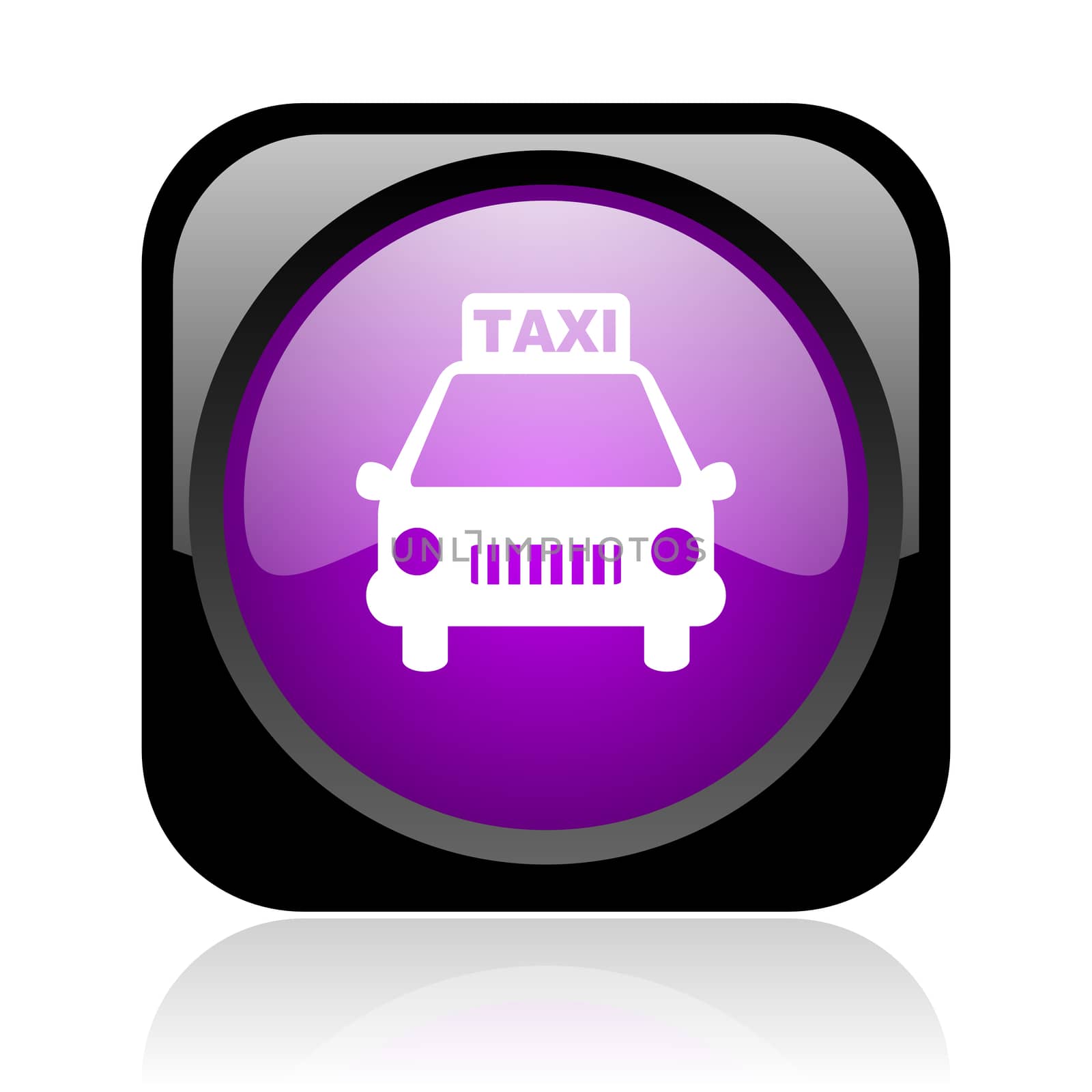 taxi black and violet square web glossy icon