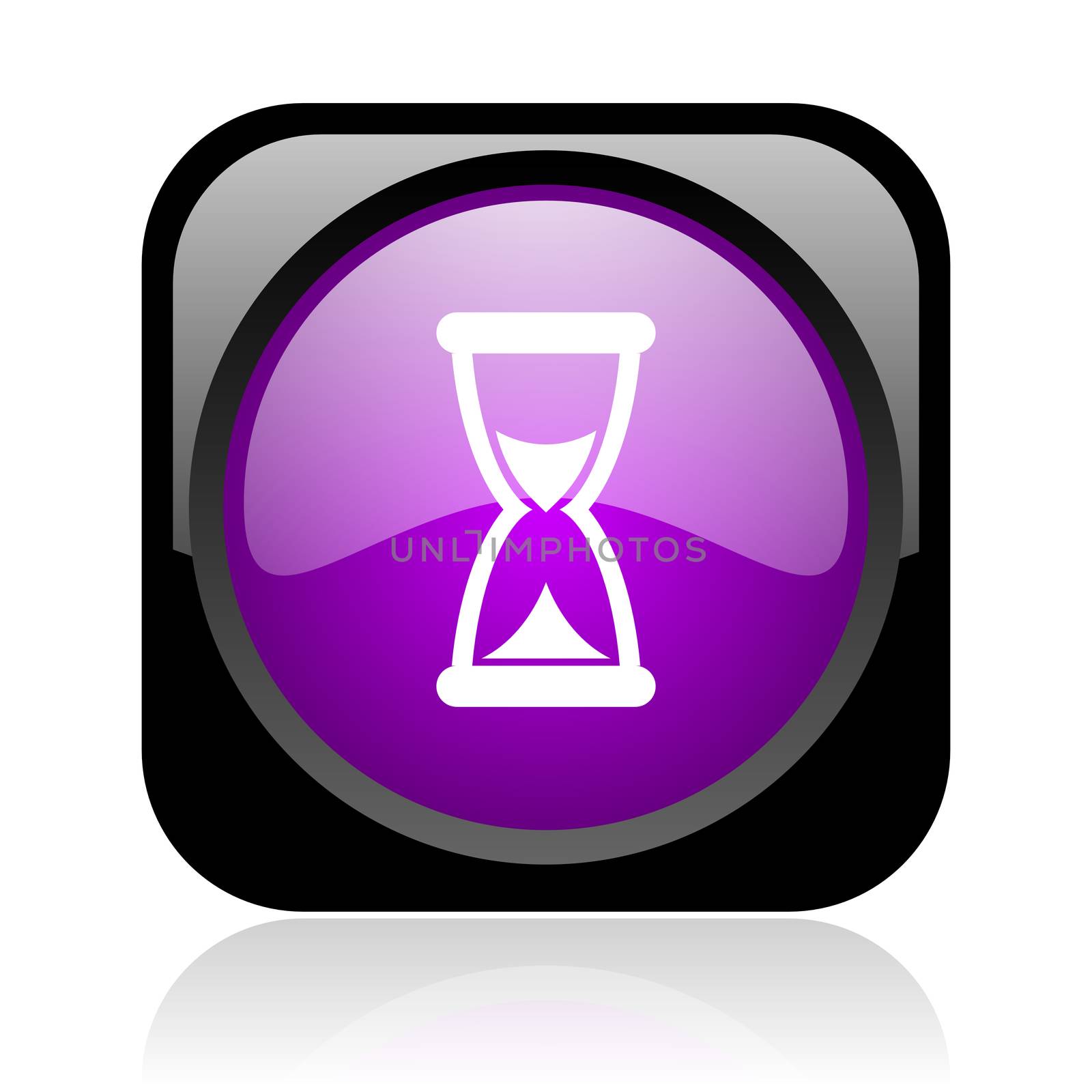 time black and violet square web glossy icon