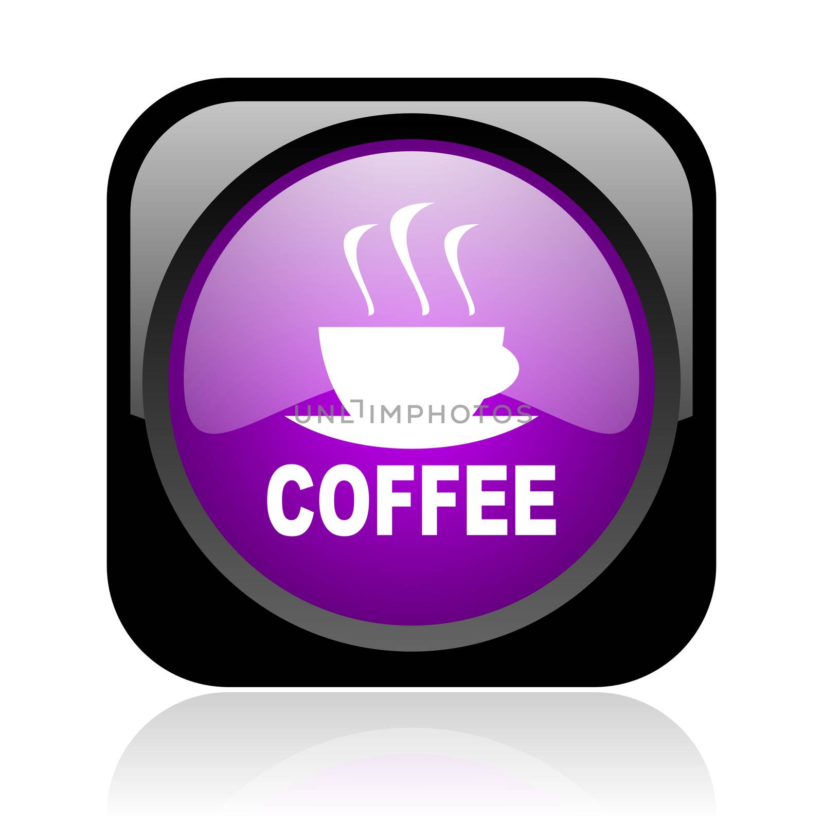 coffee black and violet square web glossy icon