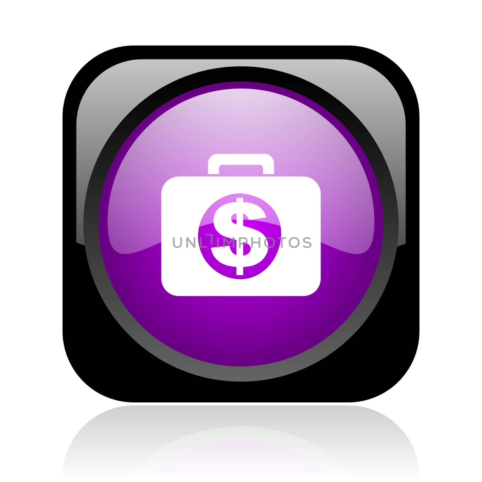 financial black and violet square web glossy icon