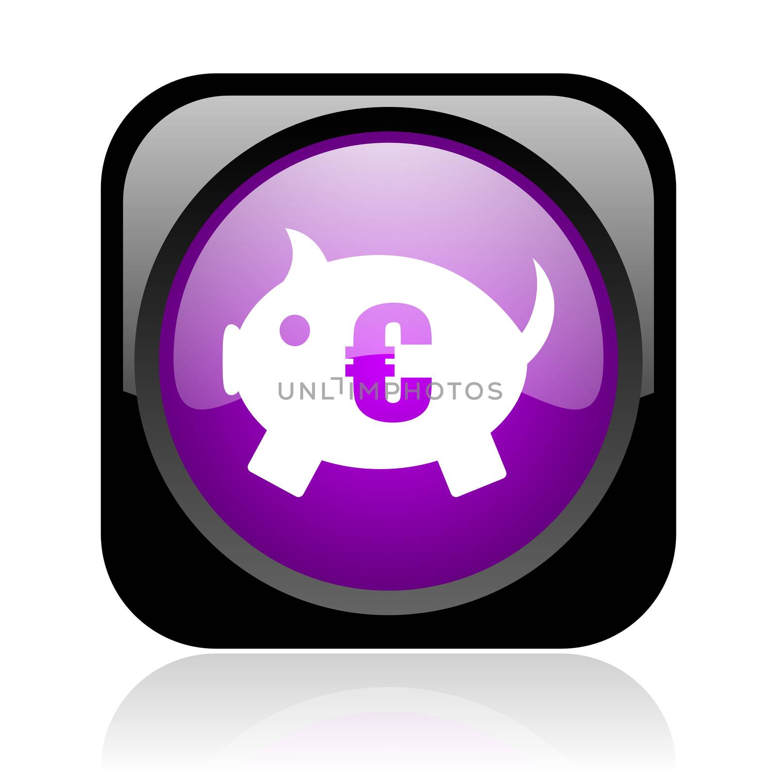 piggy bank black and violet square web glossy icon
