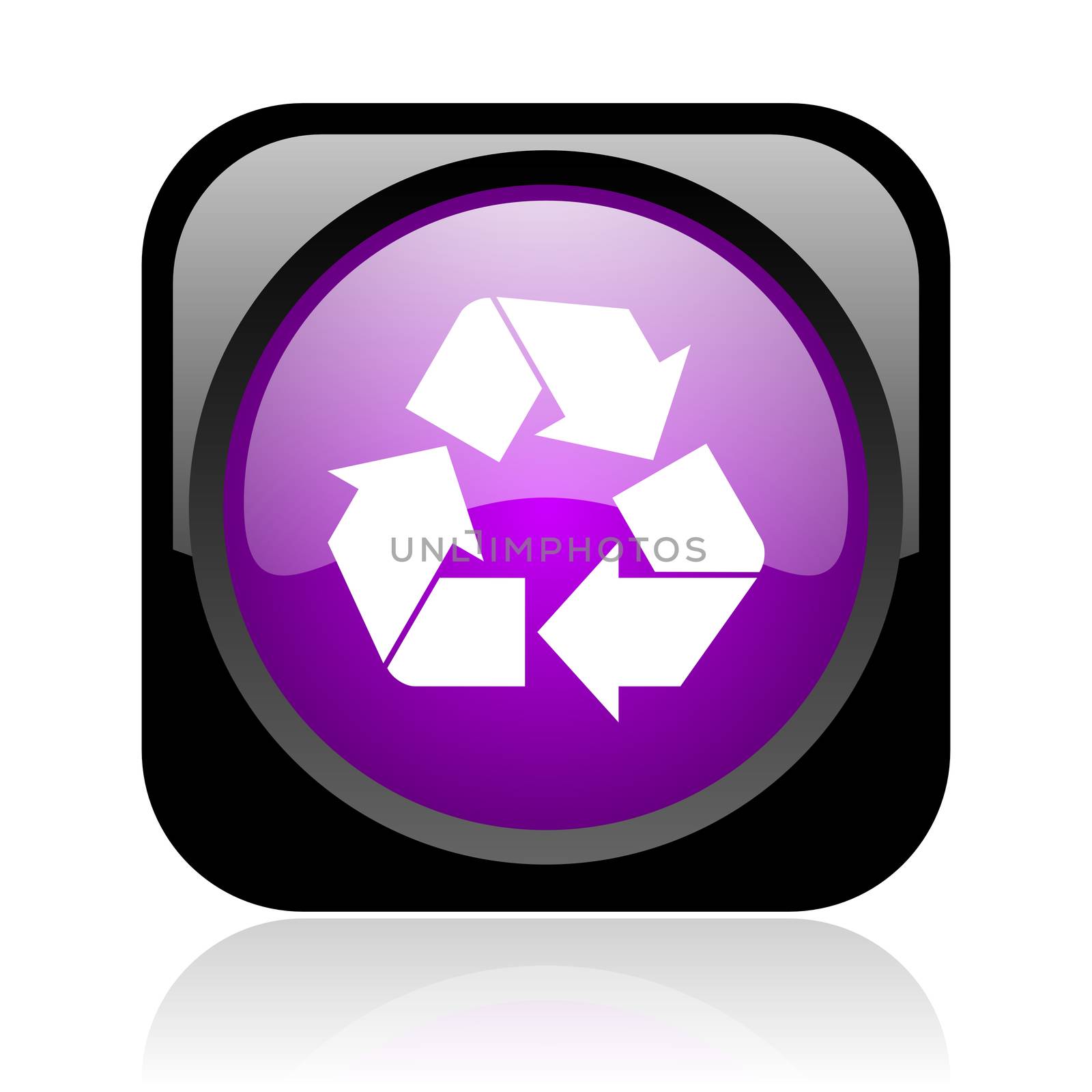 recycle black and violet square web glossy icon