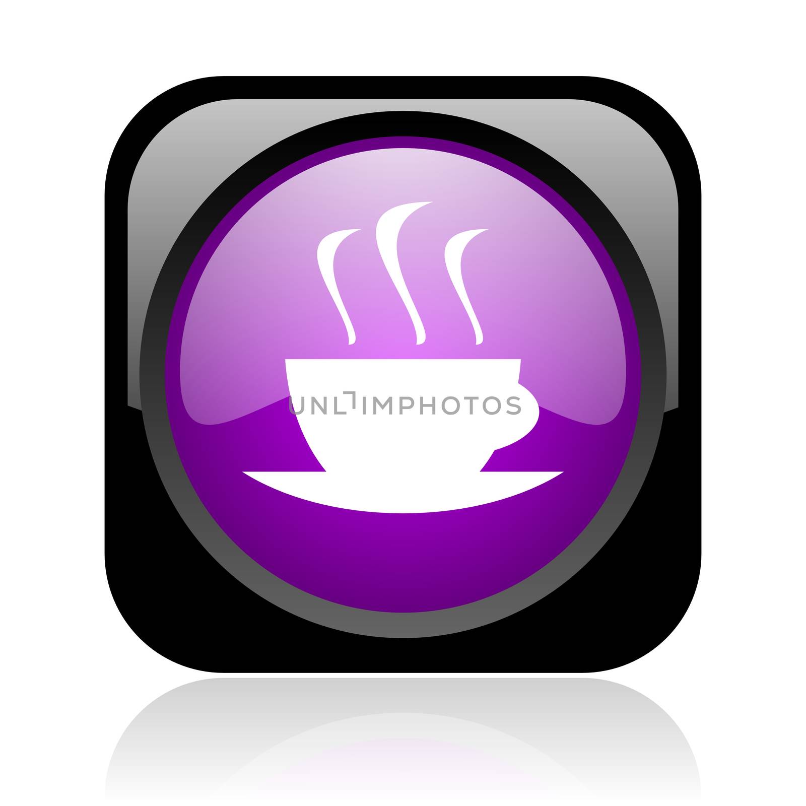 coffee black and violet square web glossy icon