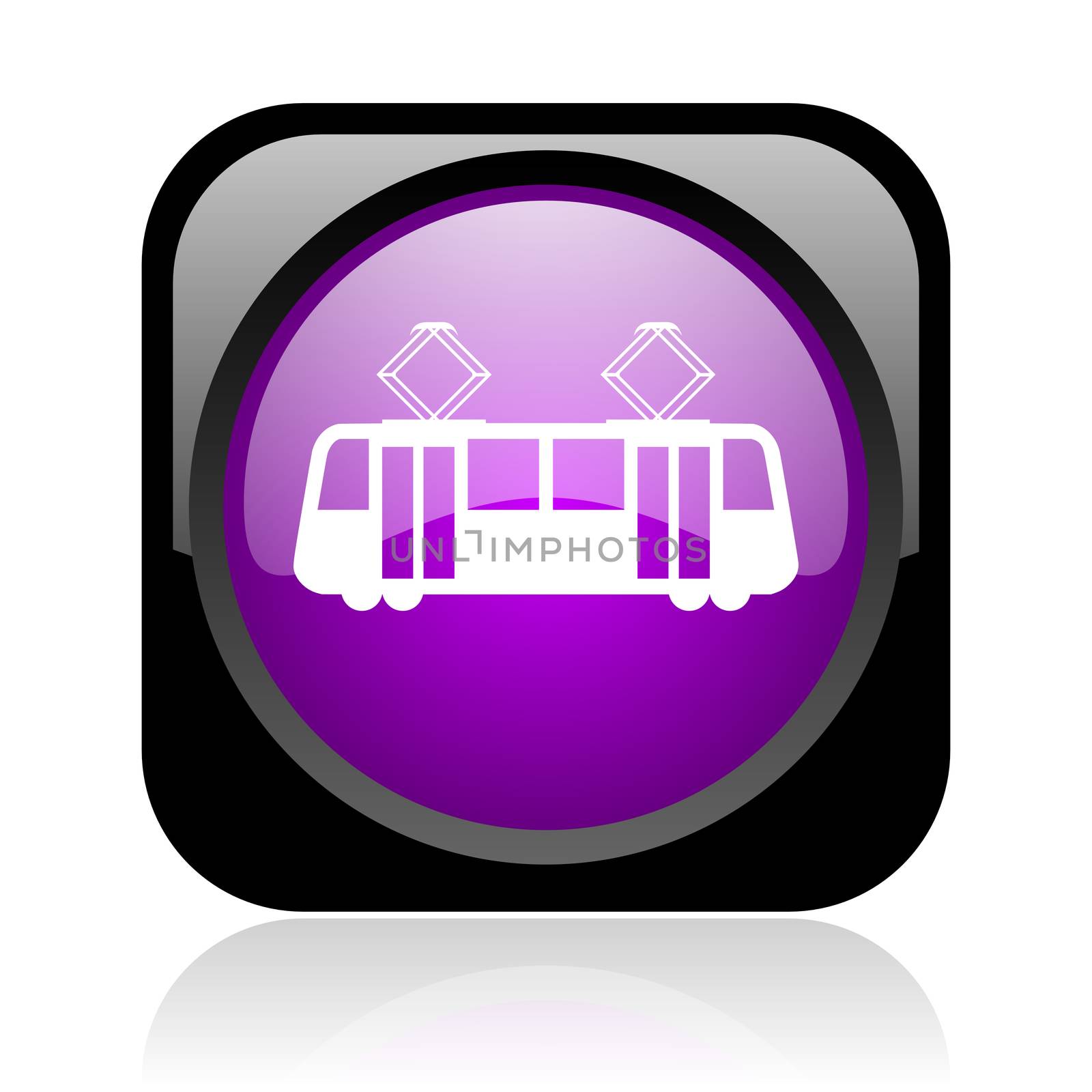 tram black and violet square web glossy icon