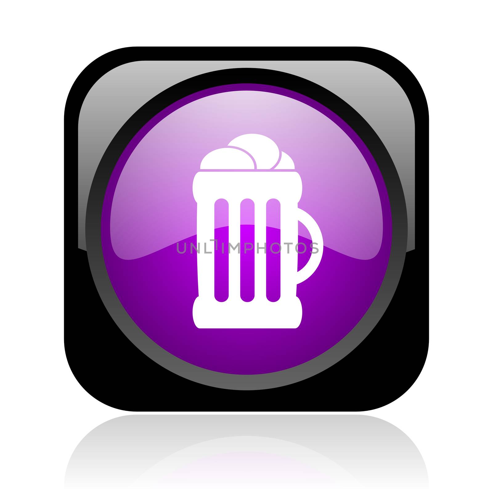 beer black and violet square web glossy icon