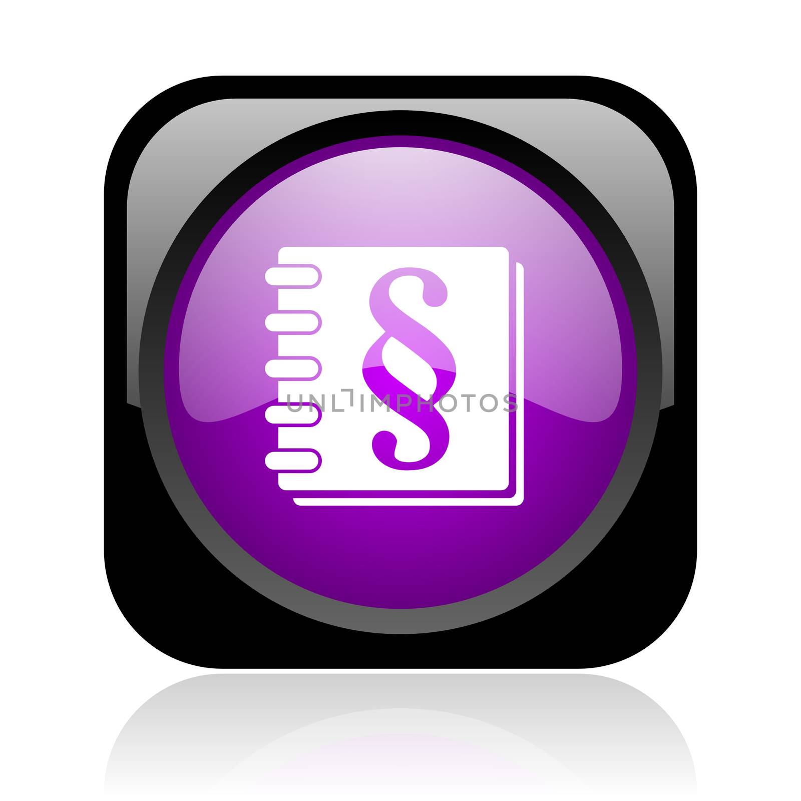 law black and violet square web glossy icon