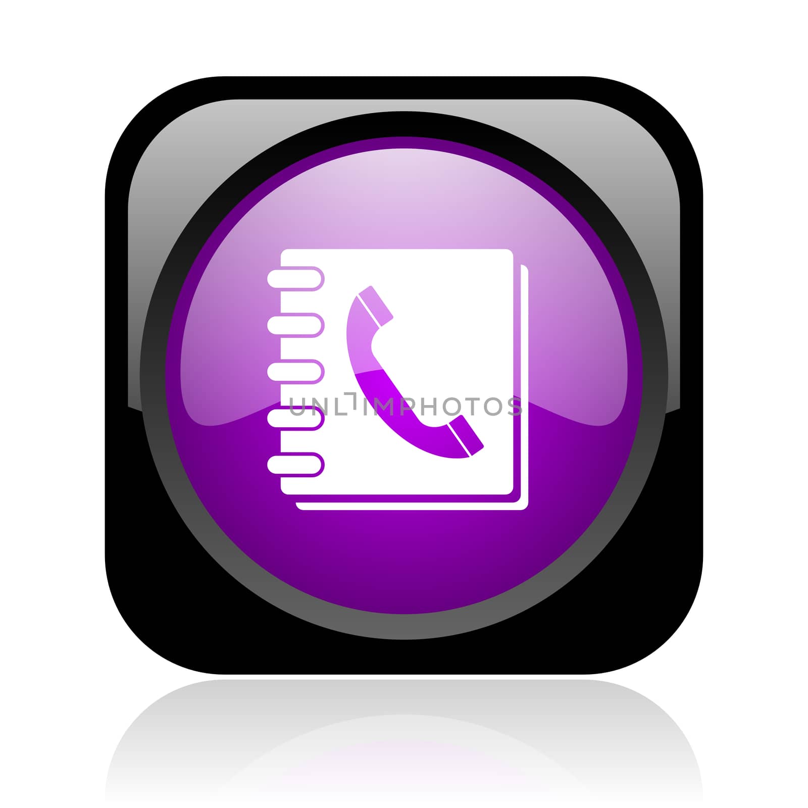 phonebook black and violet square web glossy icon