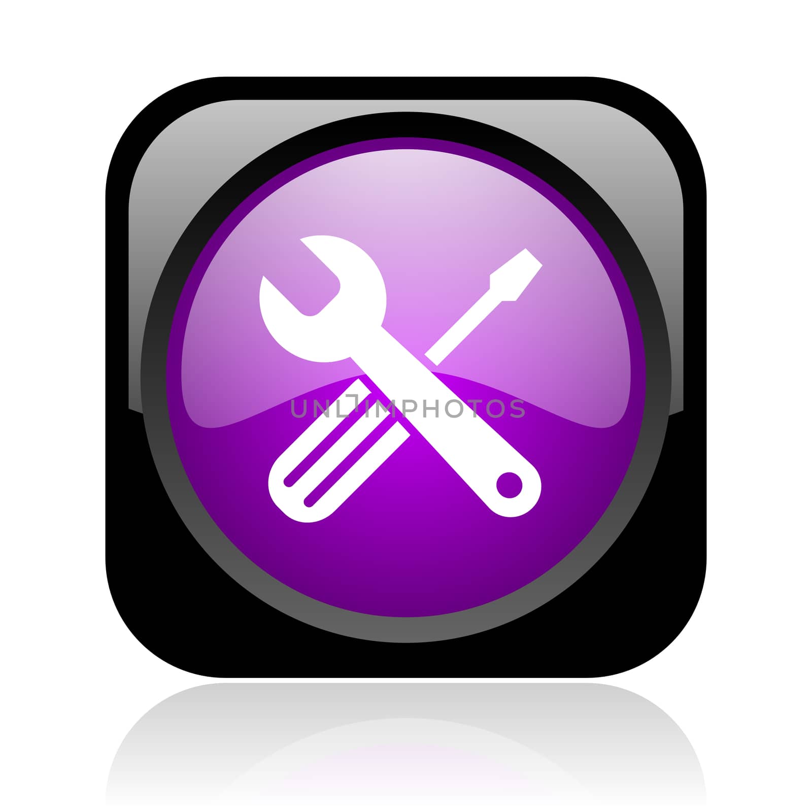 tools black and violet square web glossy icon