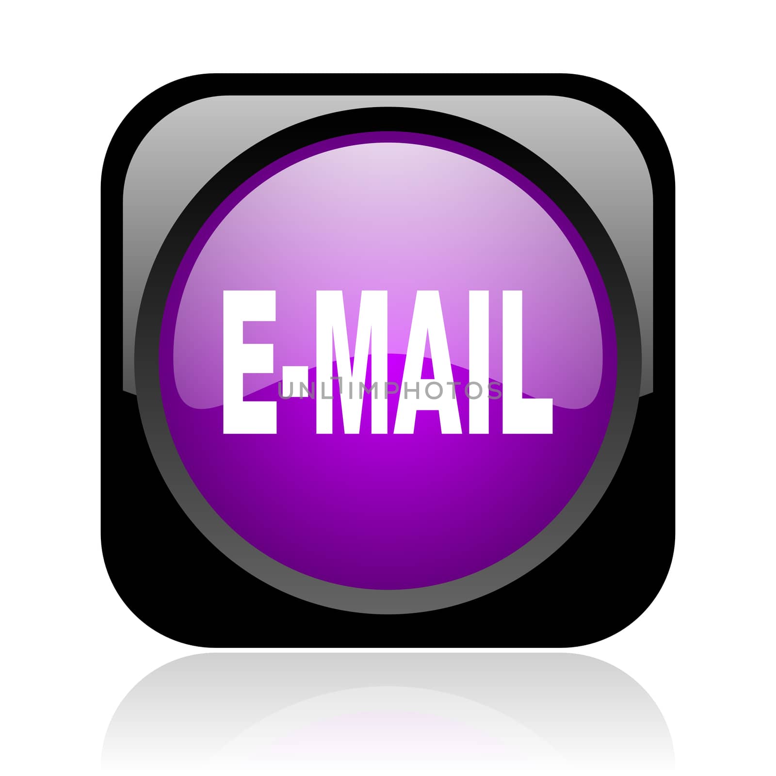 mail black and violet square web glossy icon