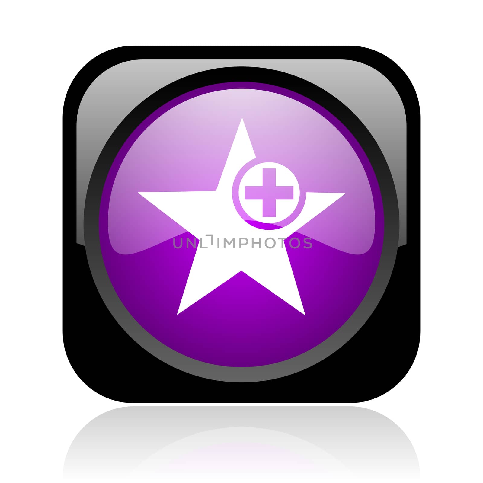 star black and violet square web glossy icon