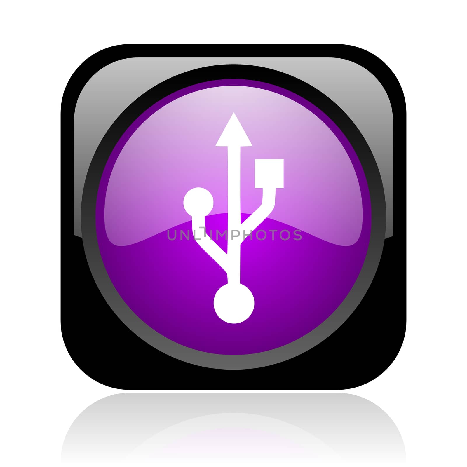 usb black and violet square web glossy icon