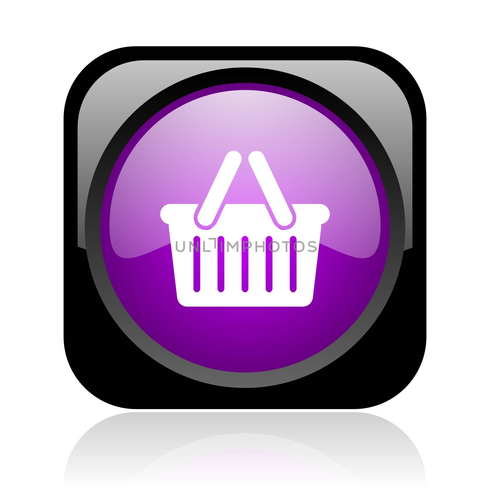 shopping cart black and violet square web glossy icon