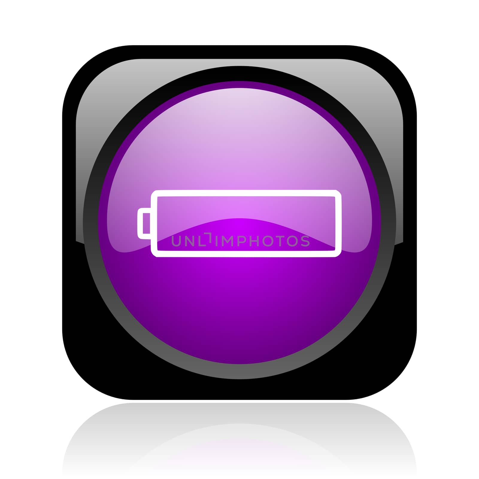 battery black and violet square web glossy icon