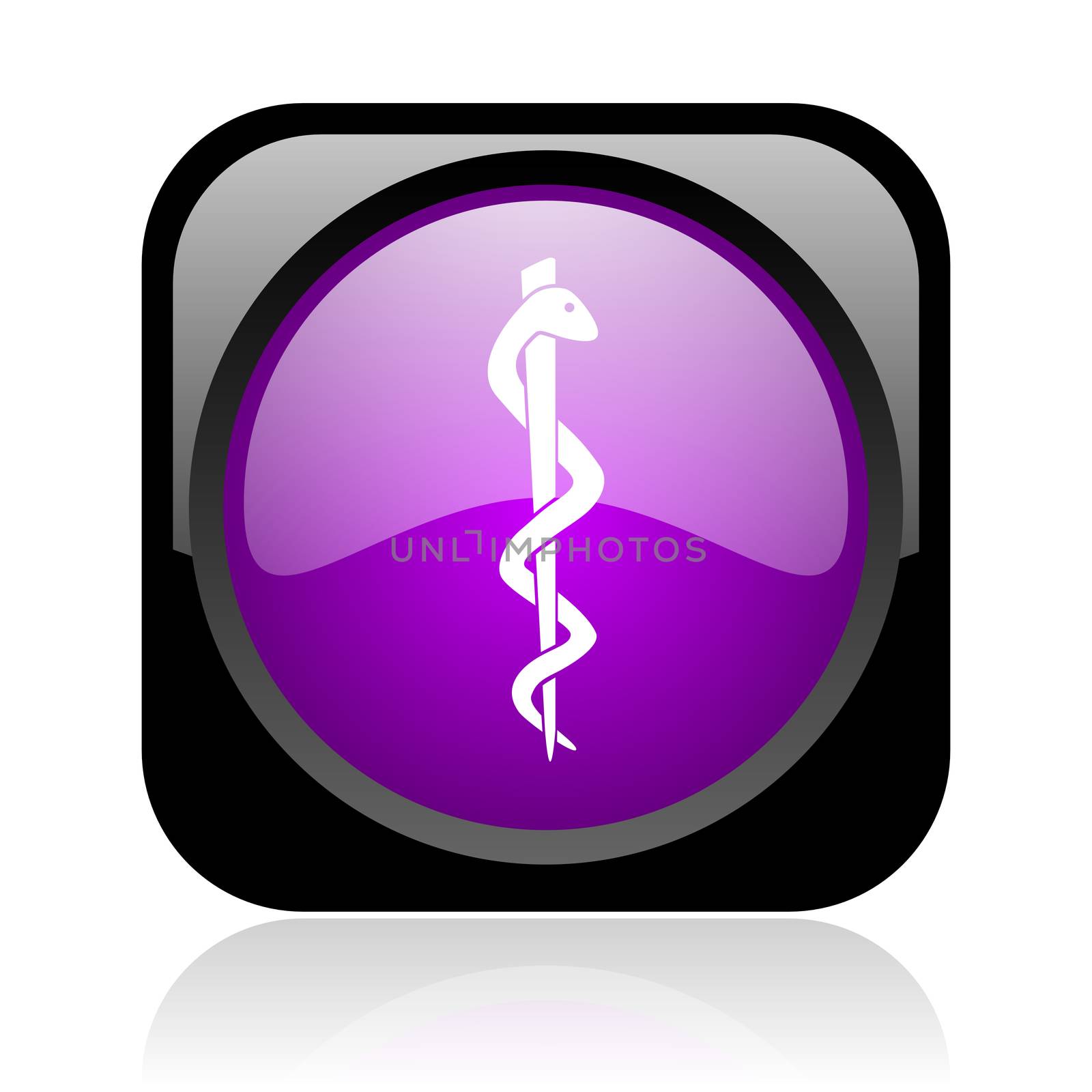caduceus black and violet square web glossy icon