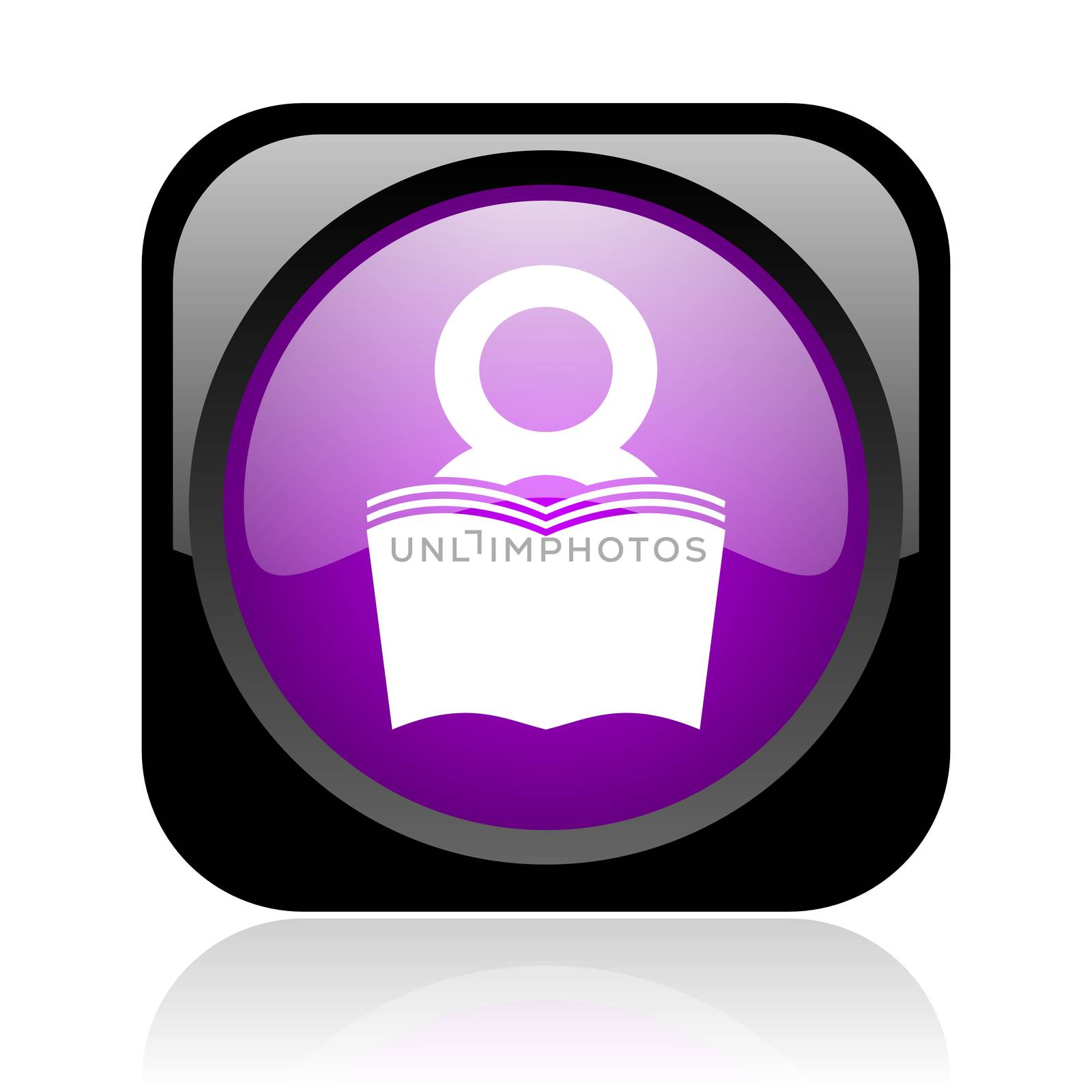 book black and violet square web glossy icon