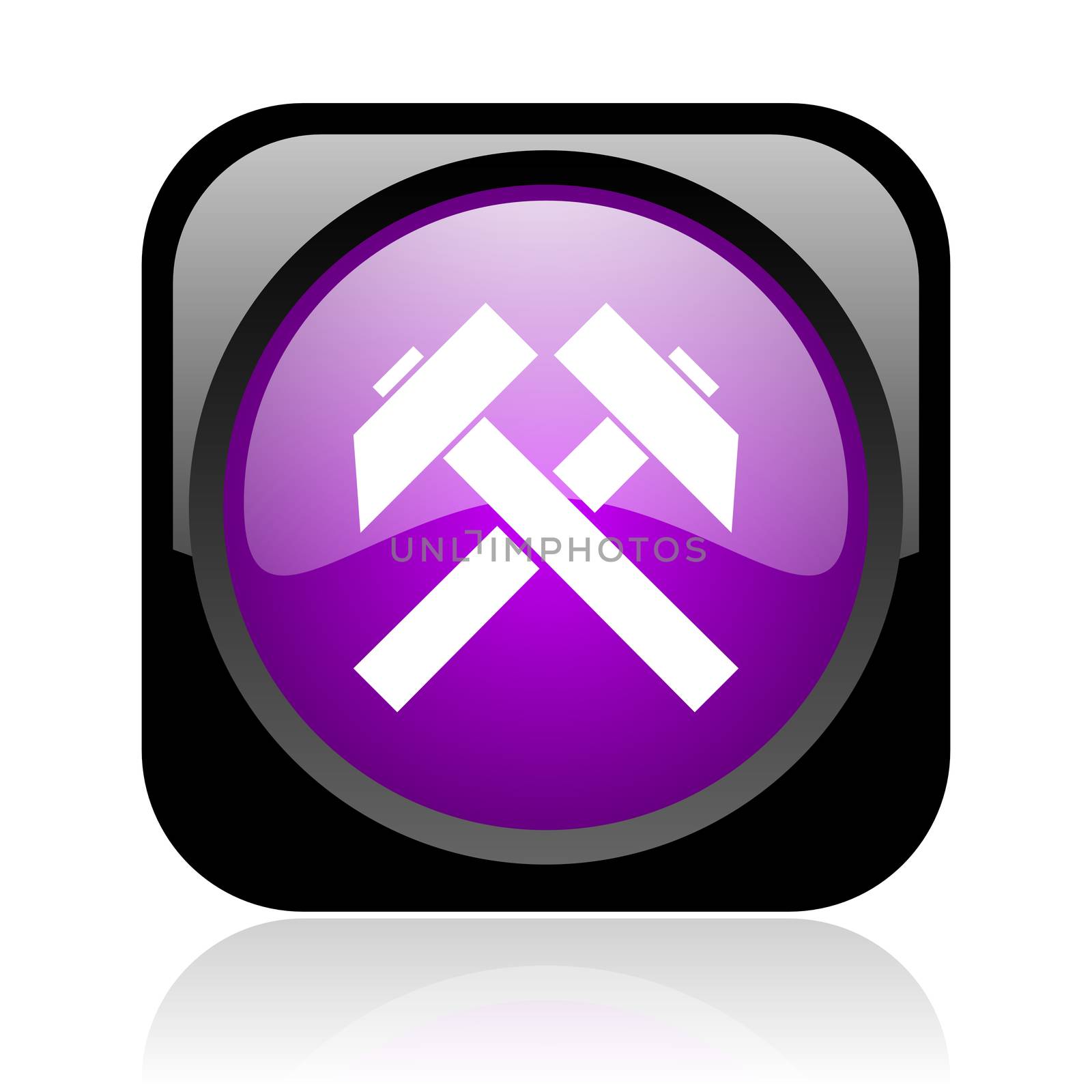 mining black and violet square web glossy icon