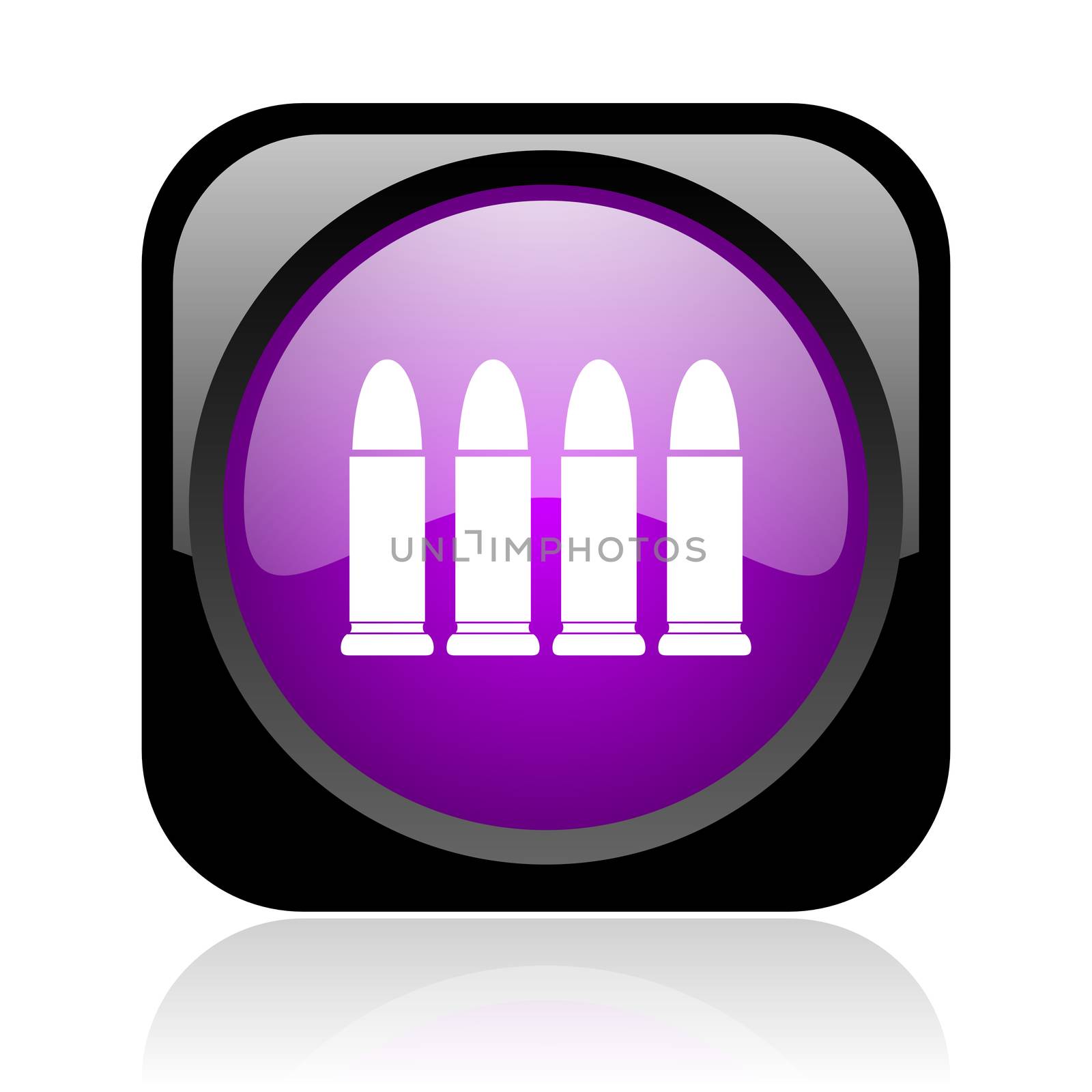 ammunition black and violet square web glossy icon