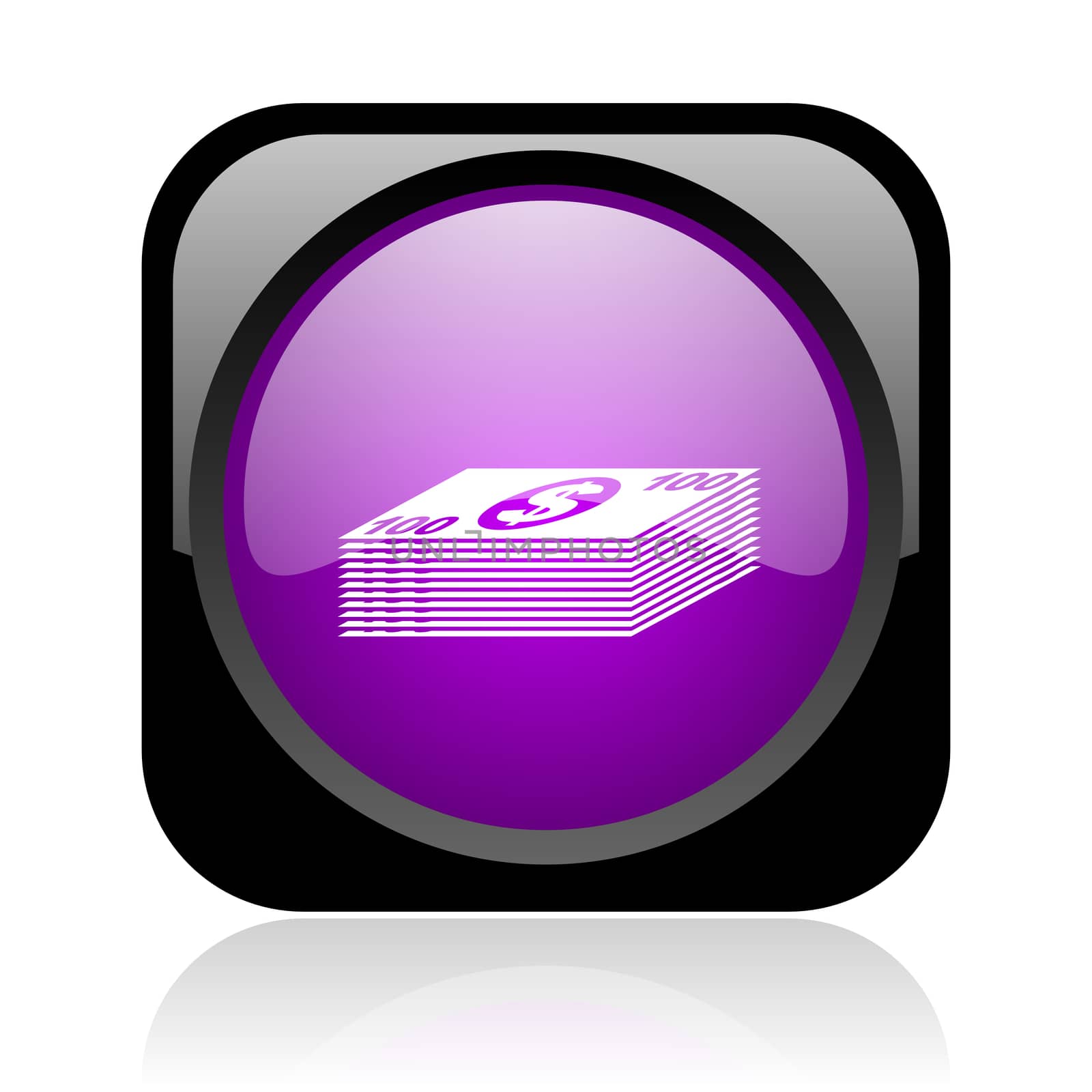 money black and violet square web glossy icon