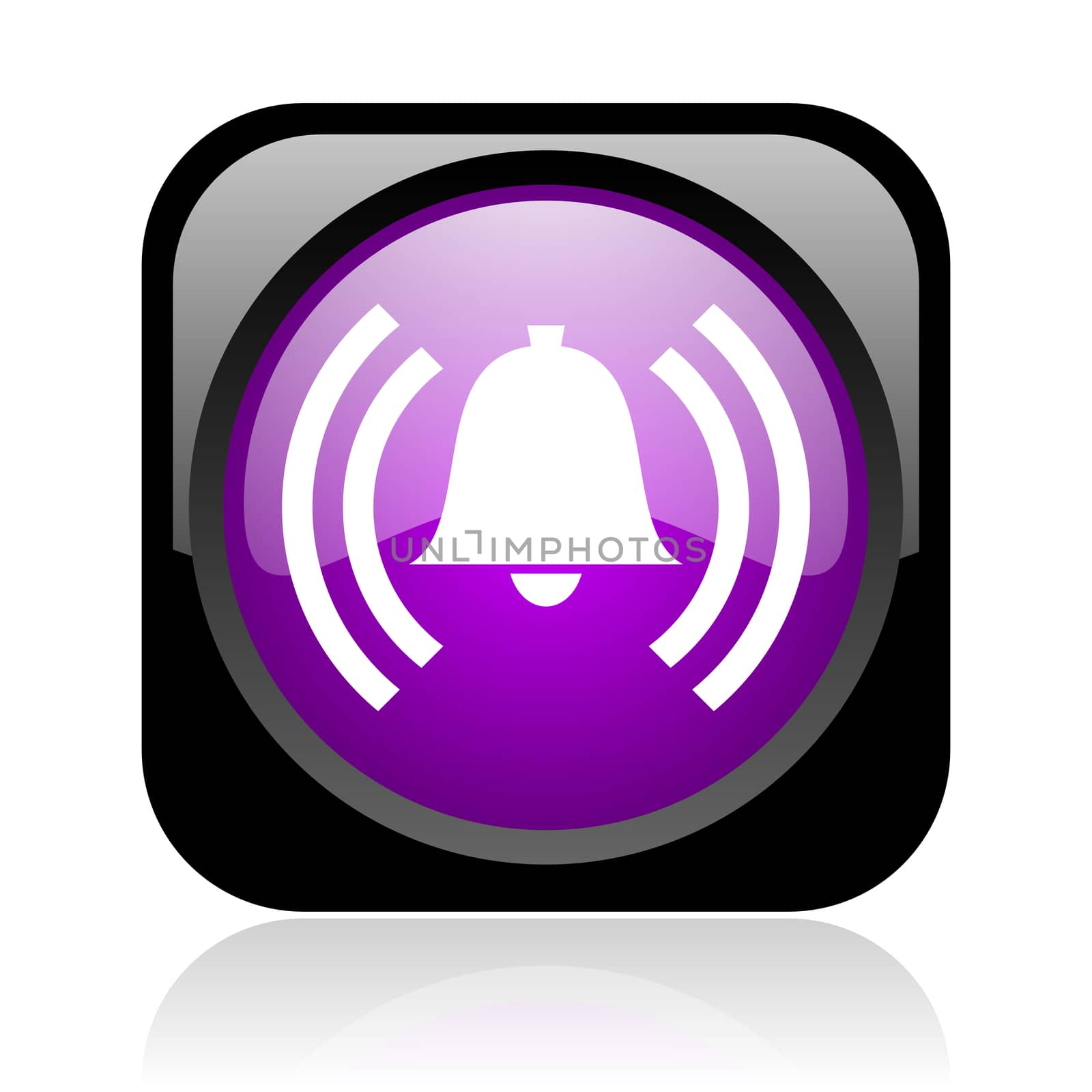 alarm black and violet square web glossy icon