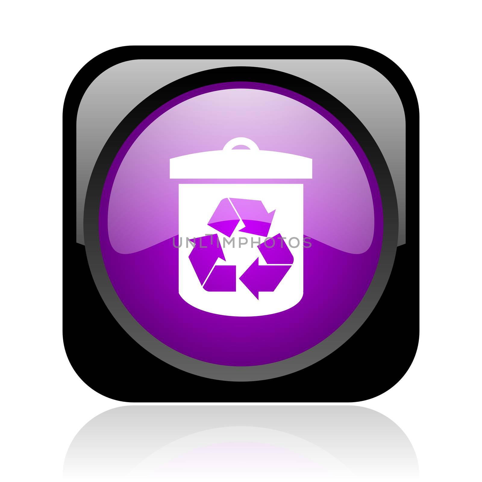 recycle black and violet square web glossy icon