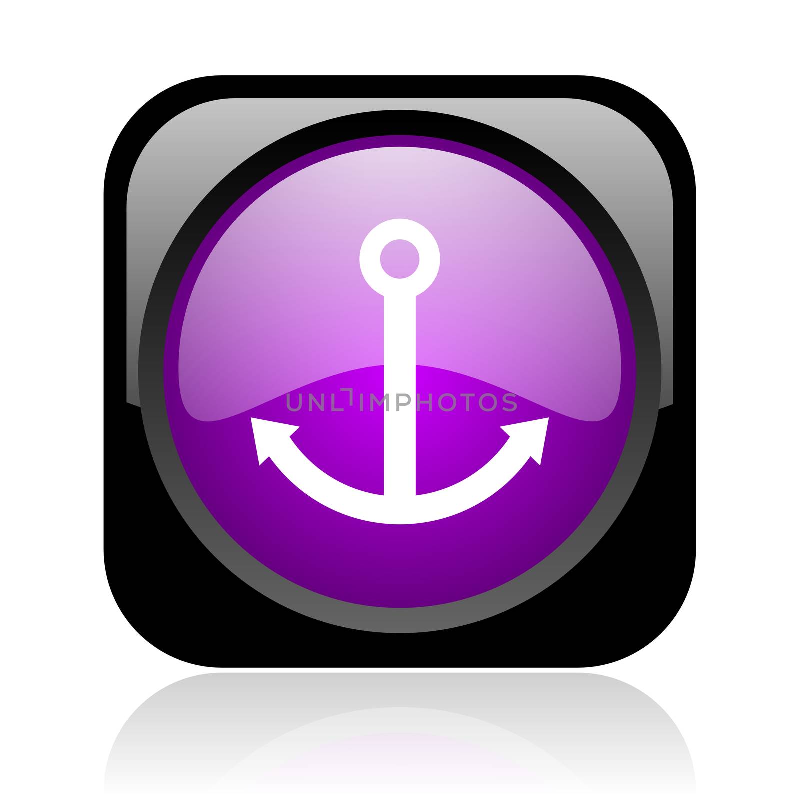 anchor black and violet square web glossy icon