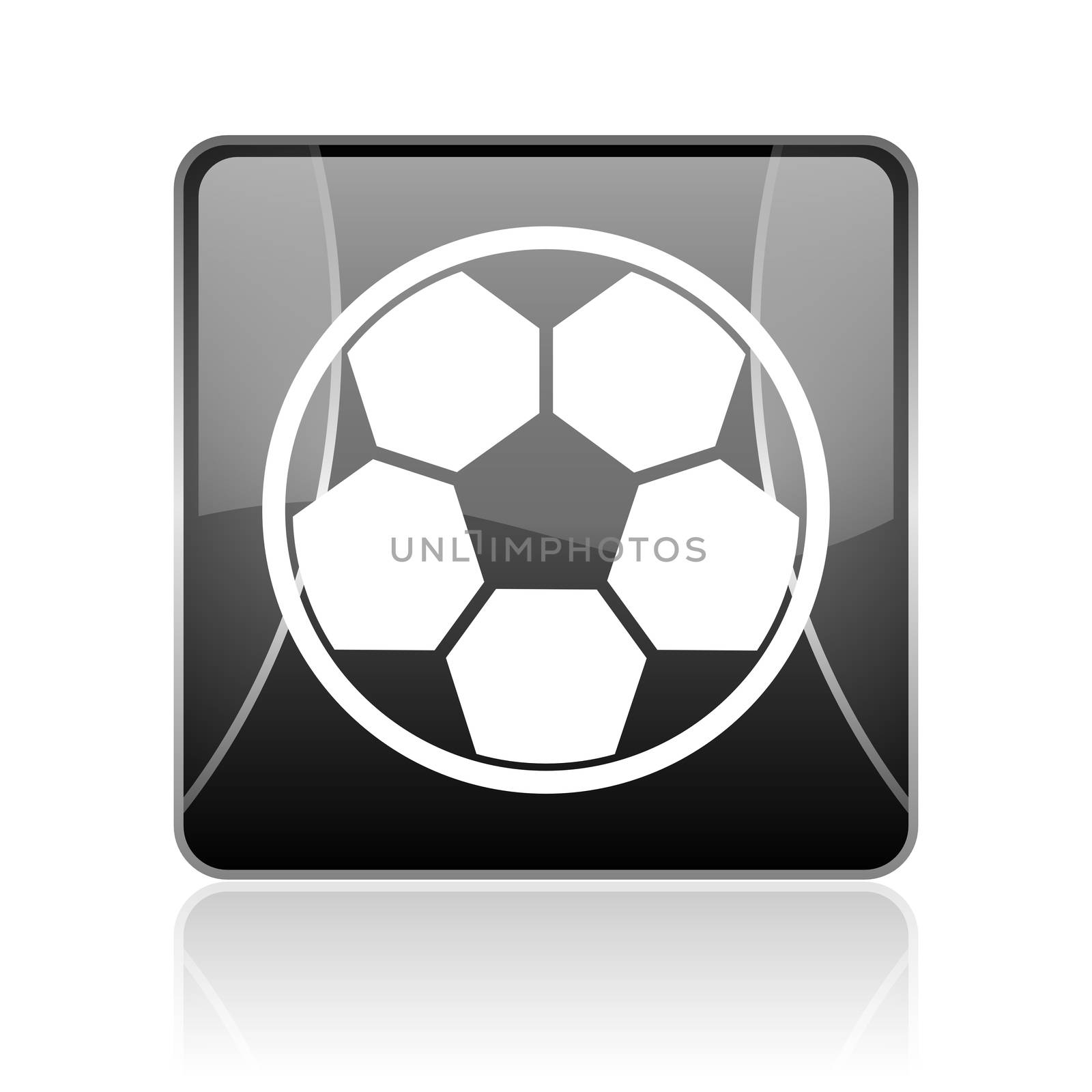 black modern square web glossy icon on white background with reflaction