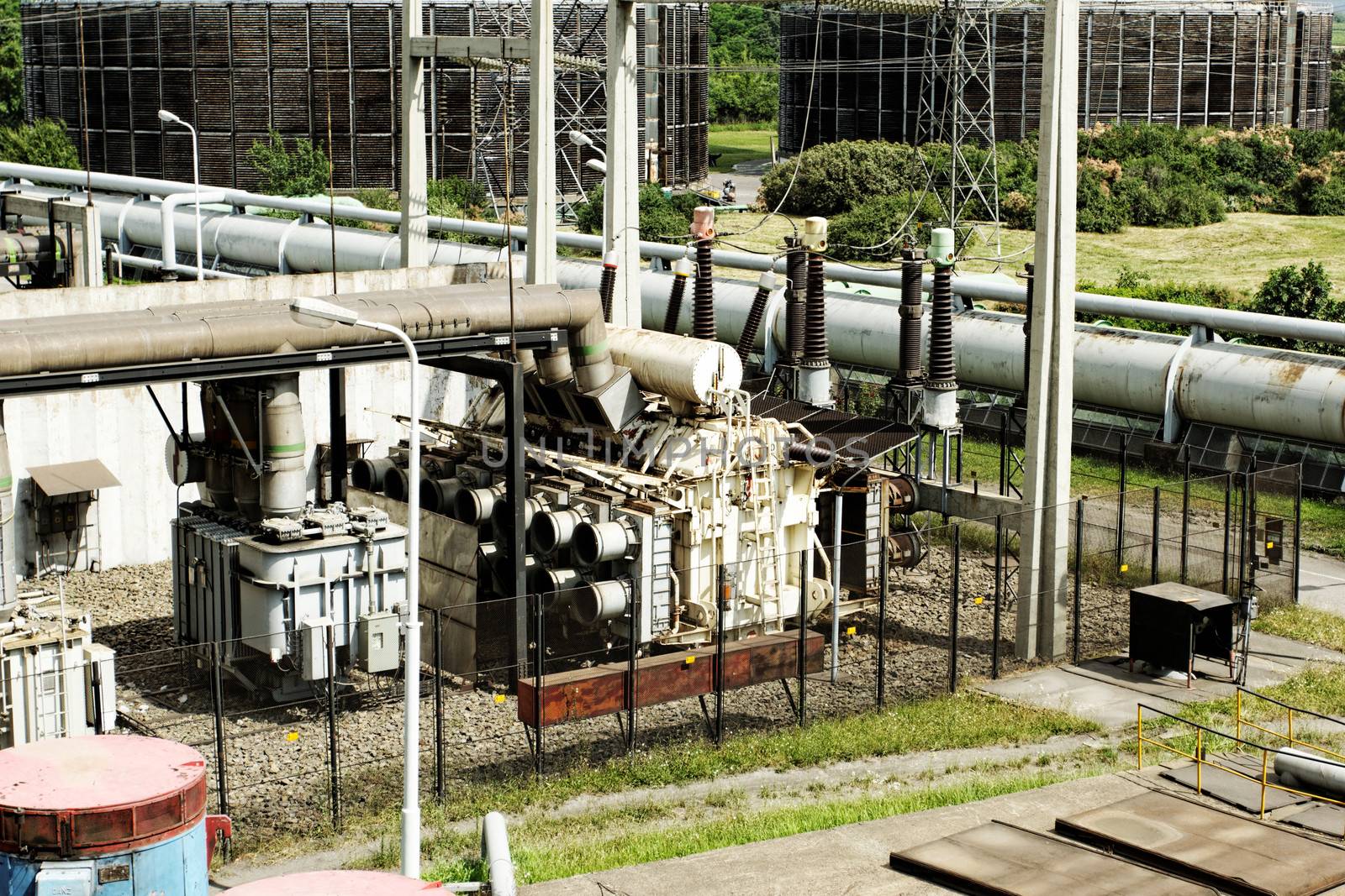 industrial pipes in a electricity power plant