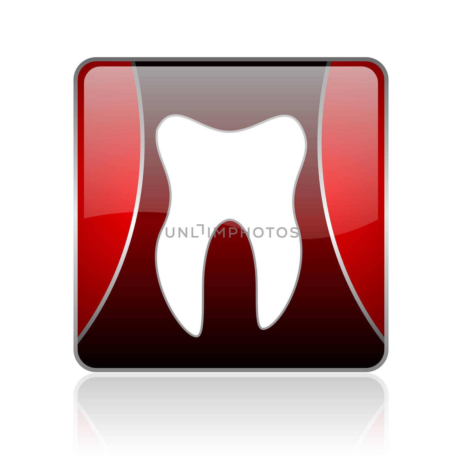 tooth red square web glossy icon by alexwhite