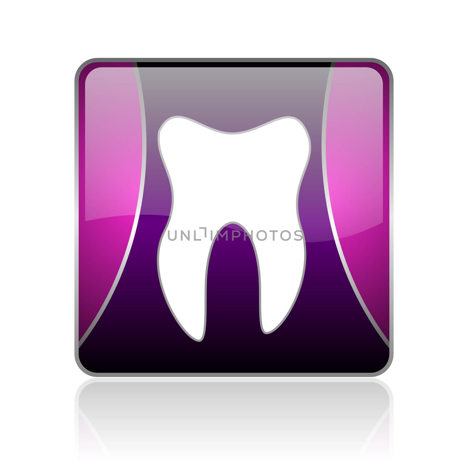 black and violet square glossy internet icon on white background with reflaction