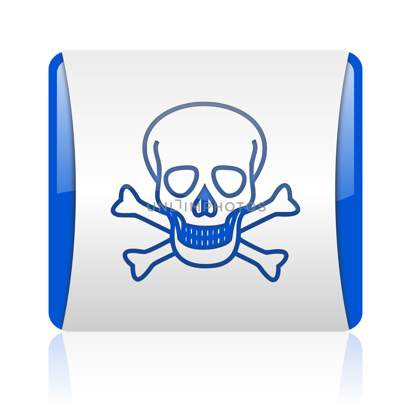 skull blue square web glossy icon by alexwhite