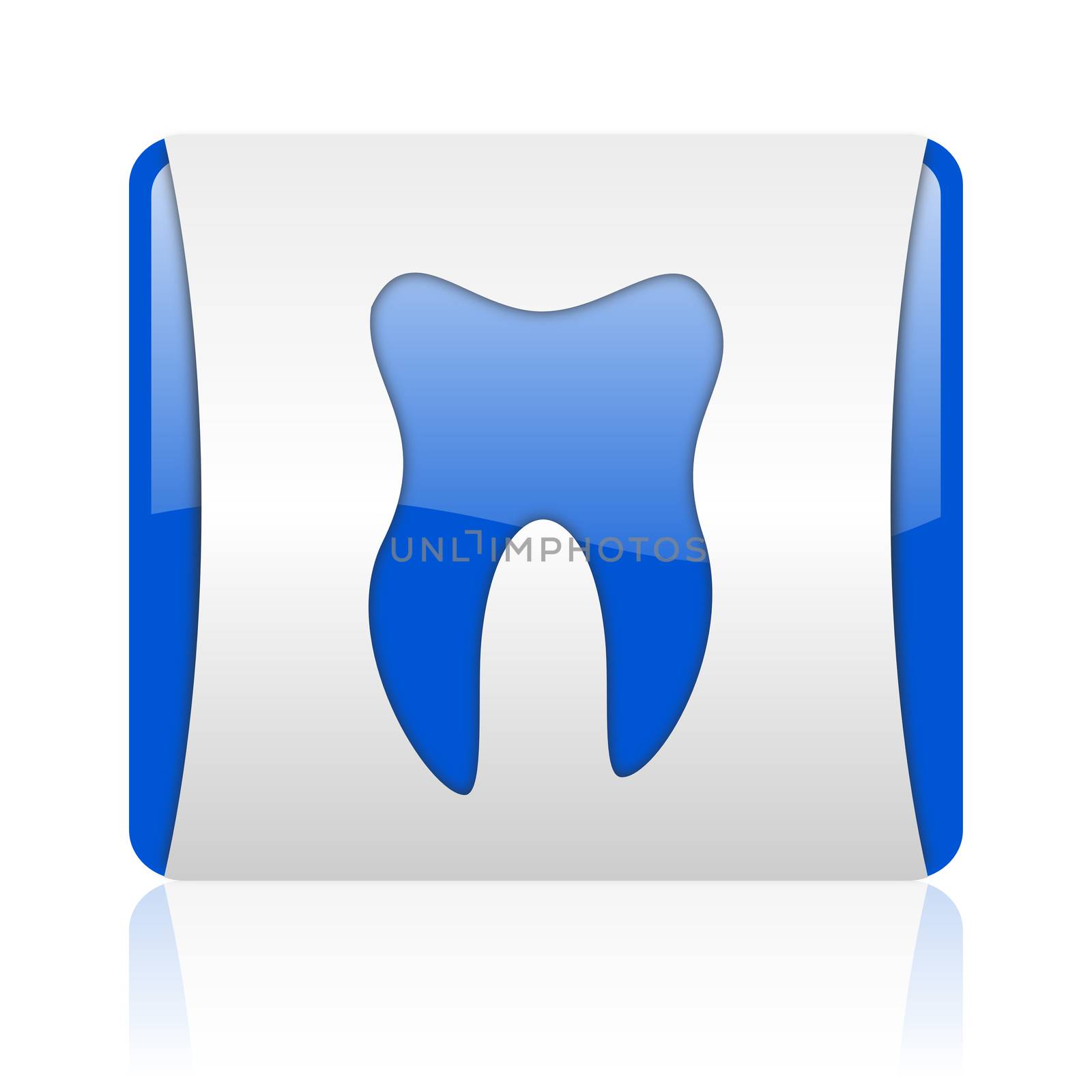 tooth blue square web glossy icon