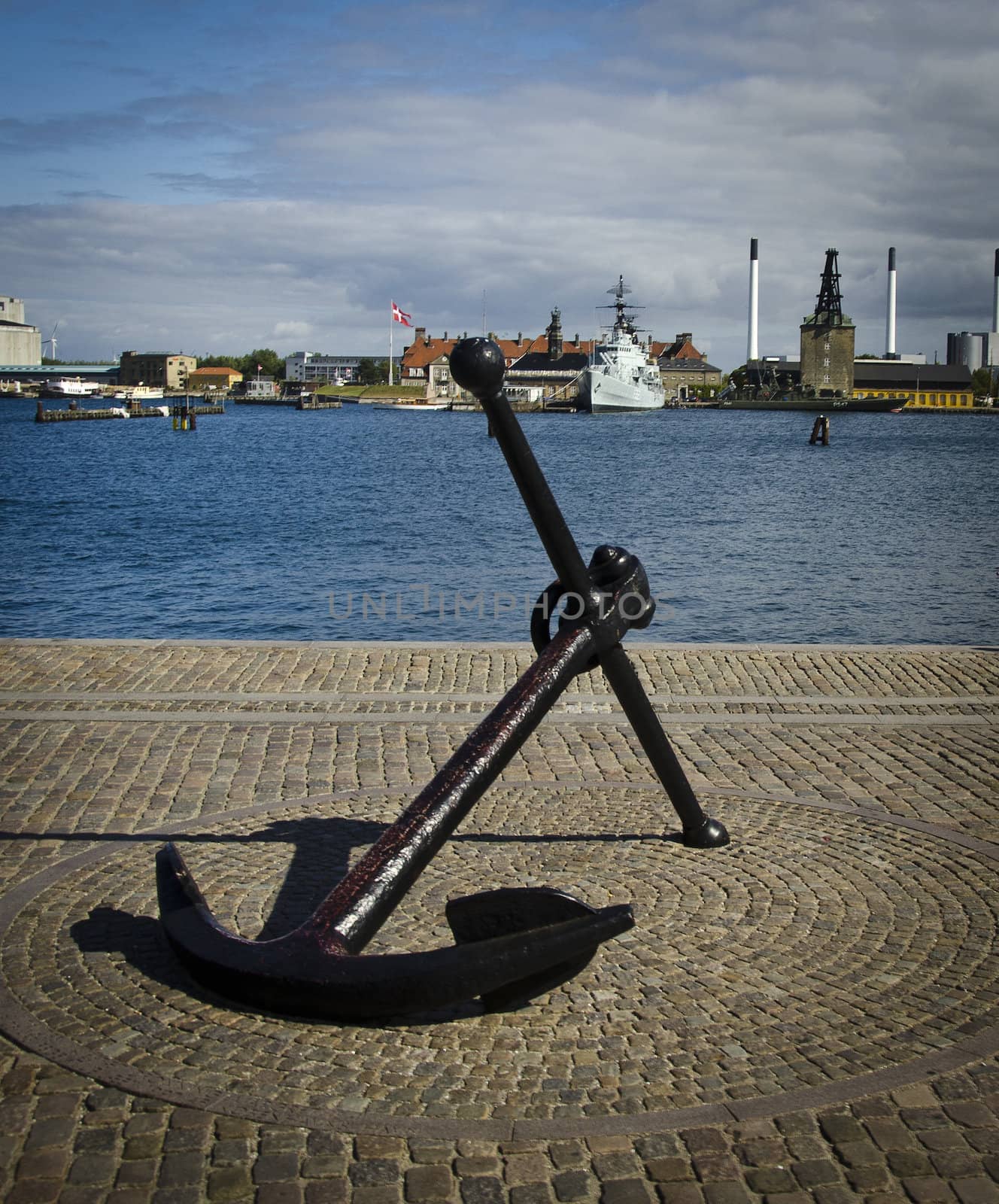 Large anchor on the quayside at Copenhagen