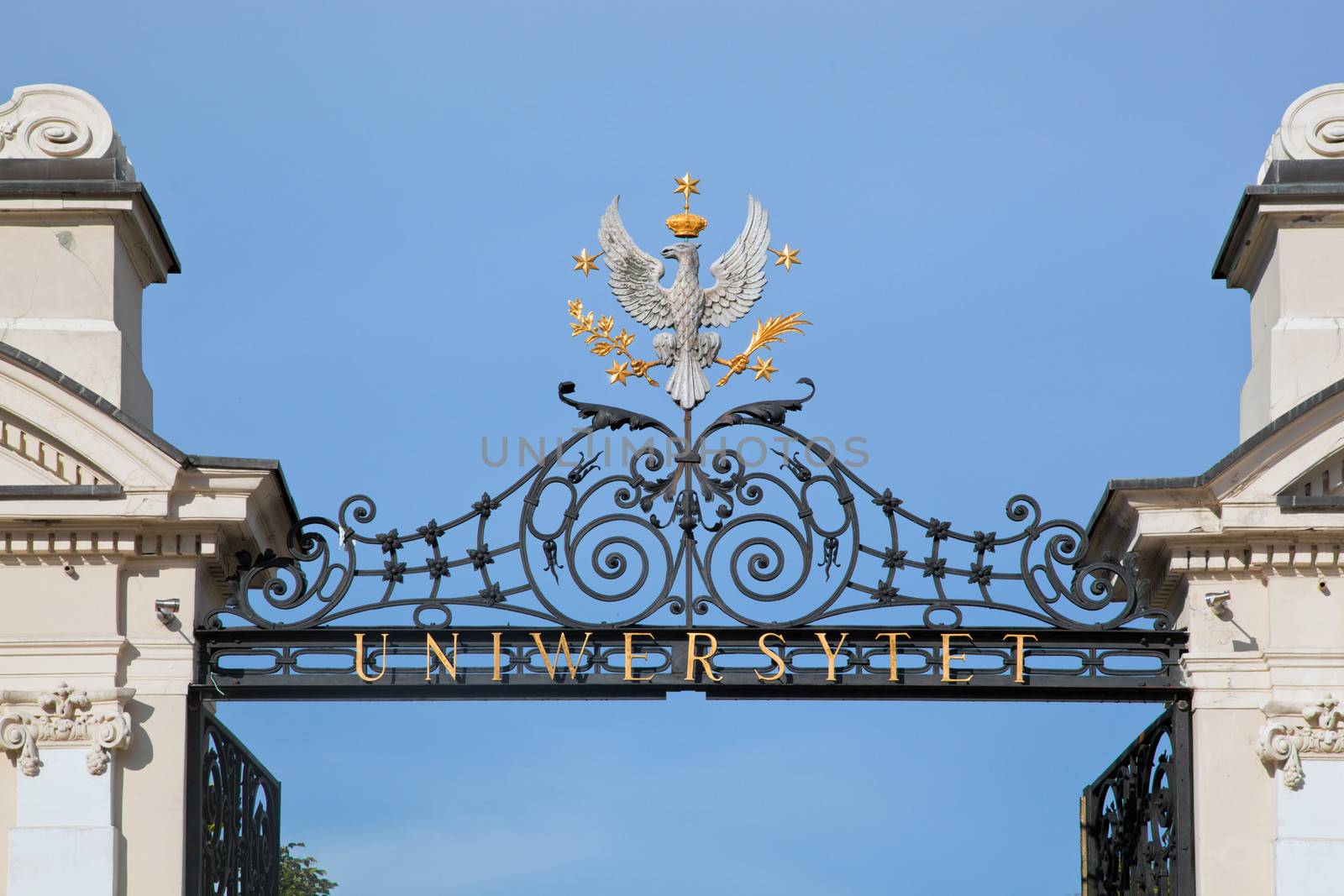 Close up of the main entrance to the Warsaw University in Poland