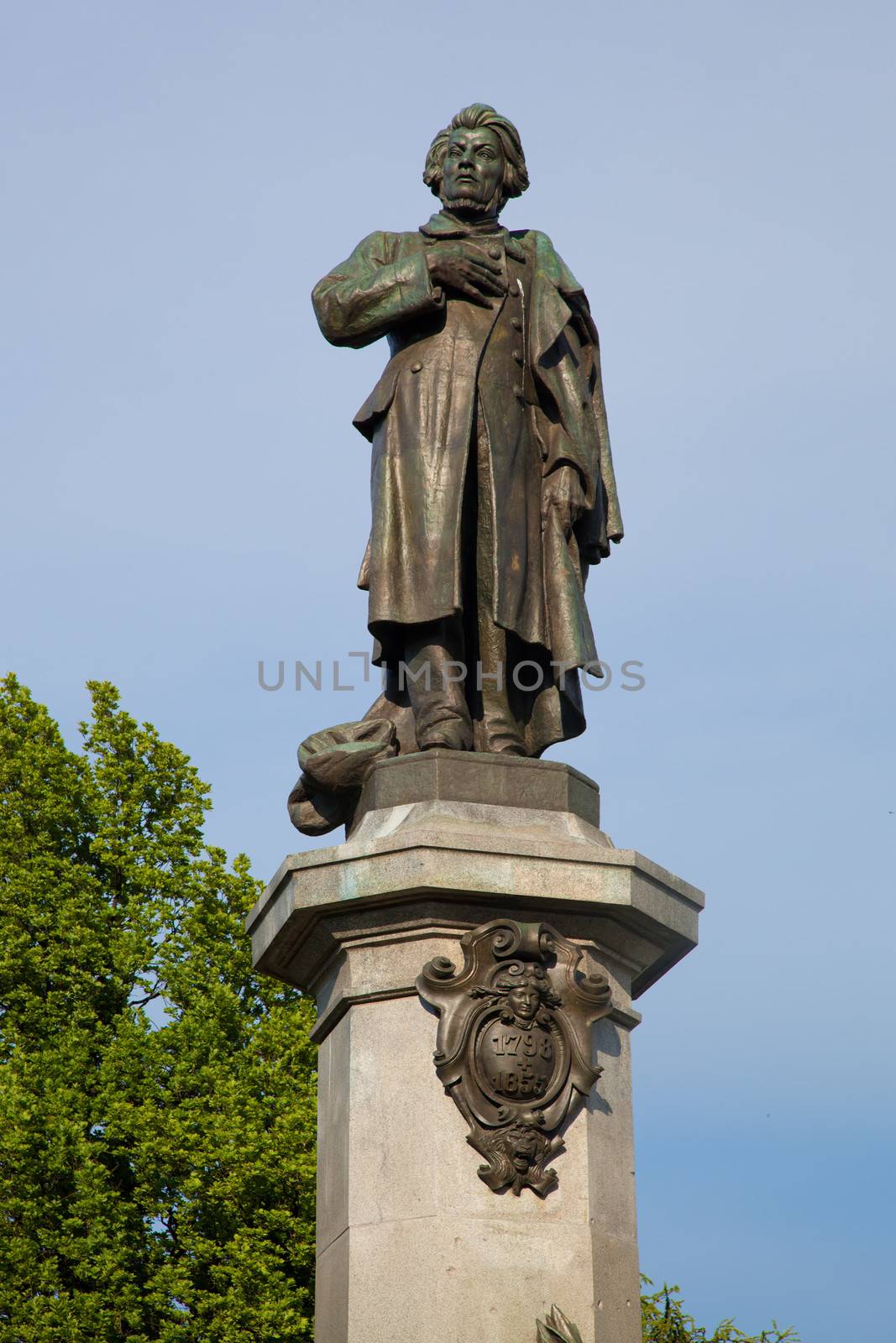 Adam Mickiewicz Monument in Warsaw, Poland at the Krakowskie Przedmiescie