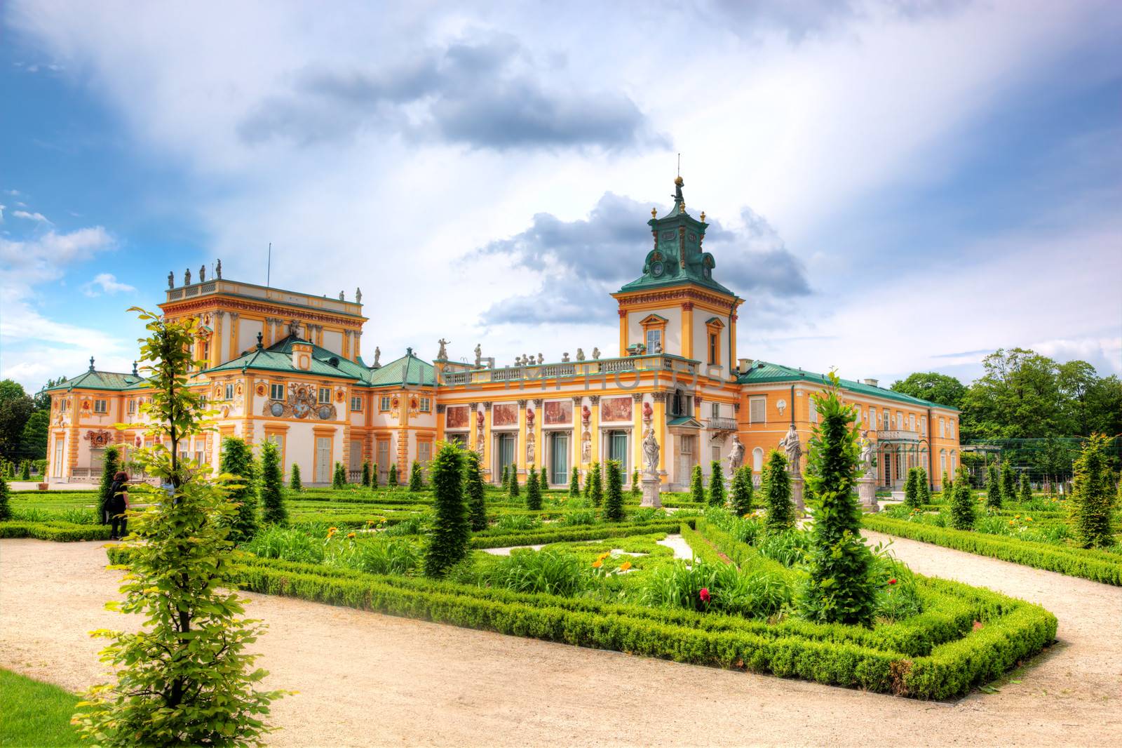 The royal Wilanow Palace in Warsaw, Poland. View from Upper Garden